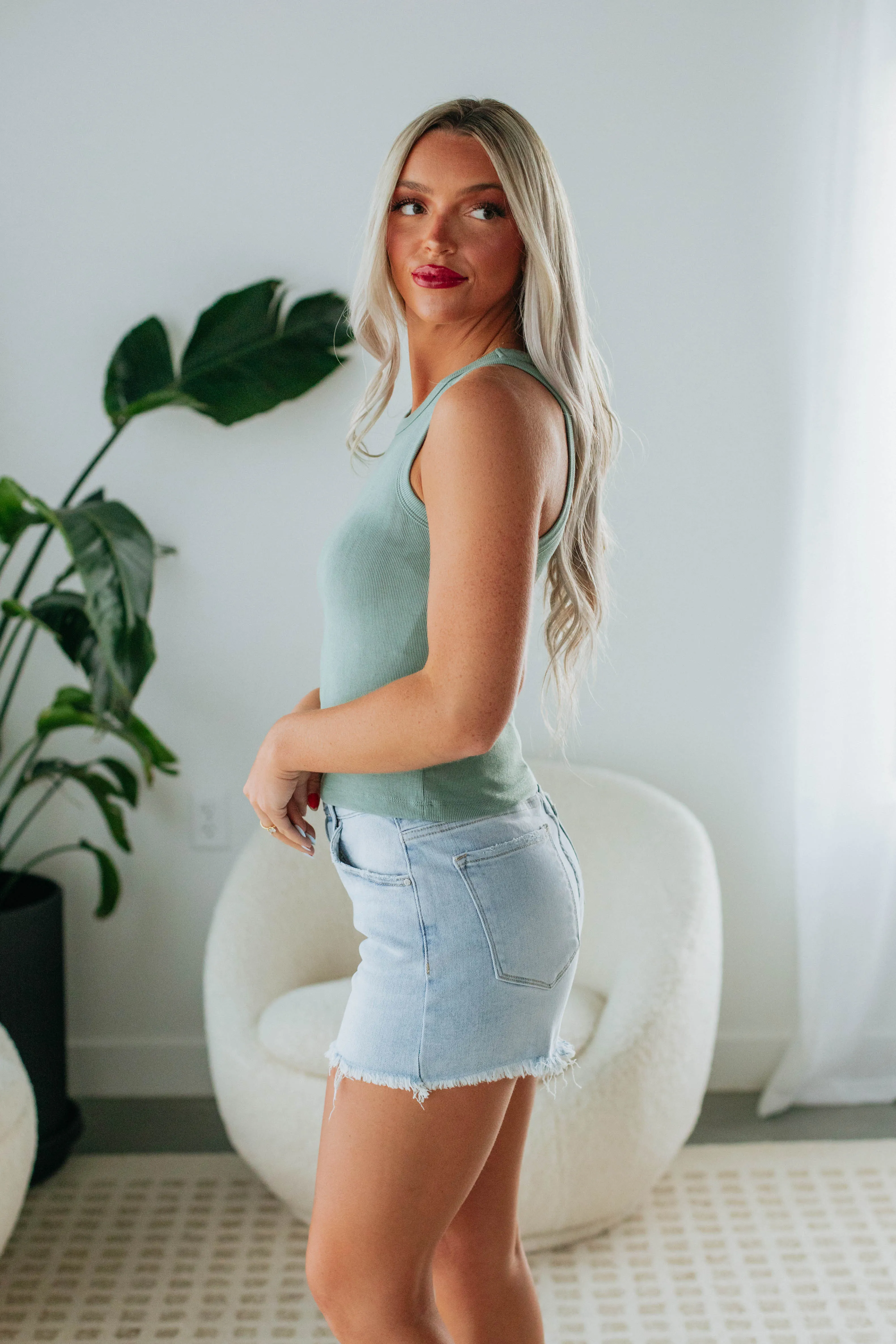 Reeves Ribbed Tank - Sage sold by Wild Oak Boutique product image thumbnail 2