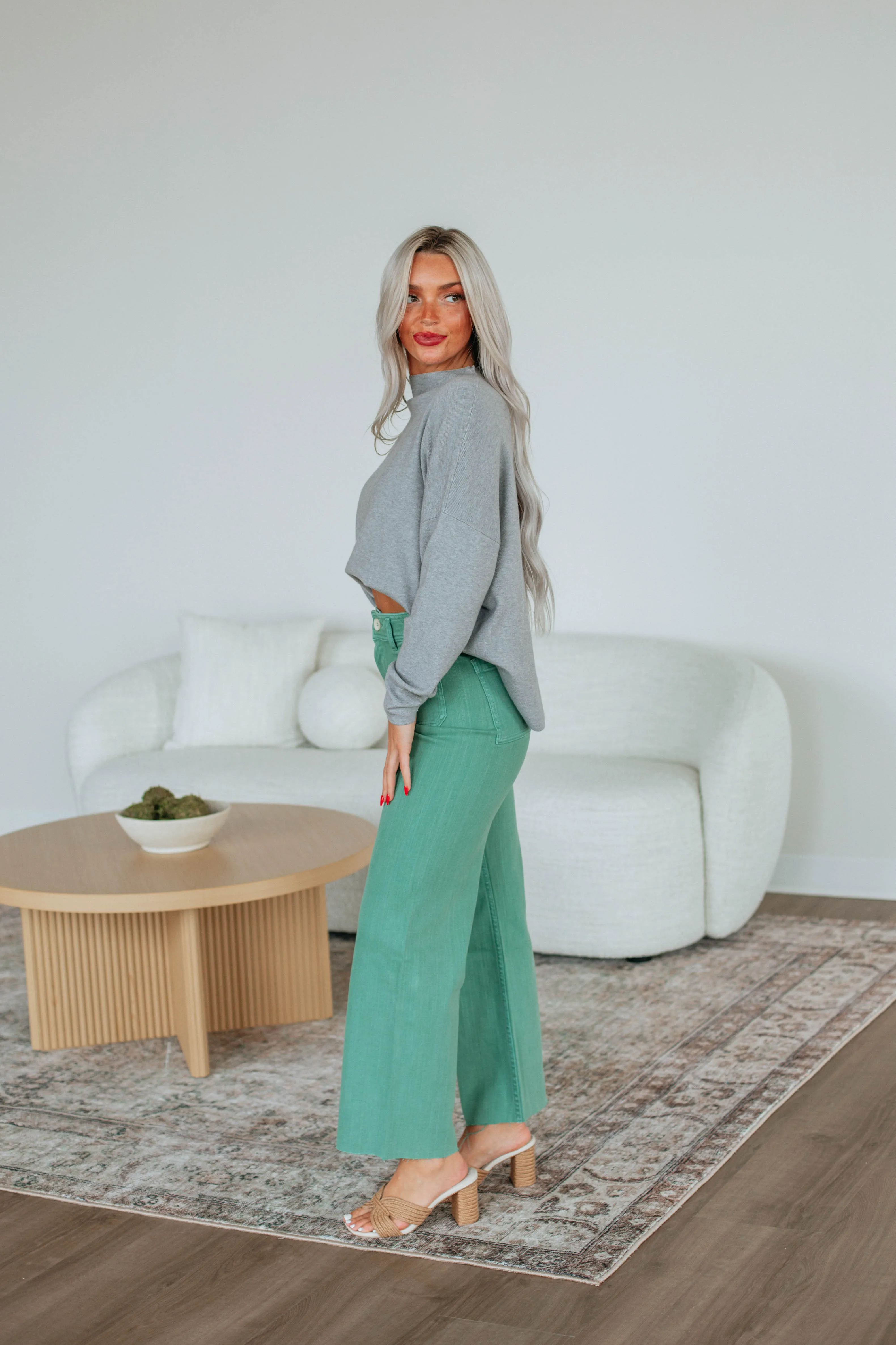 Hannah Wide Leg Pants - Clover sold by Wild Oak Boutique product image thumbnail 3
