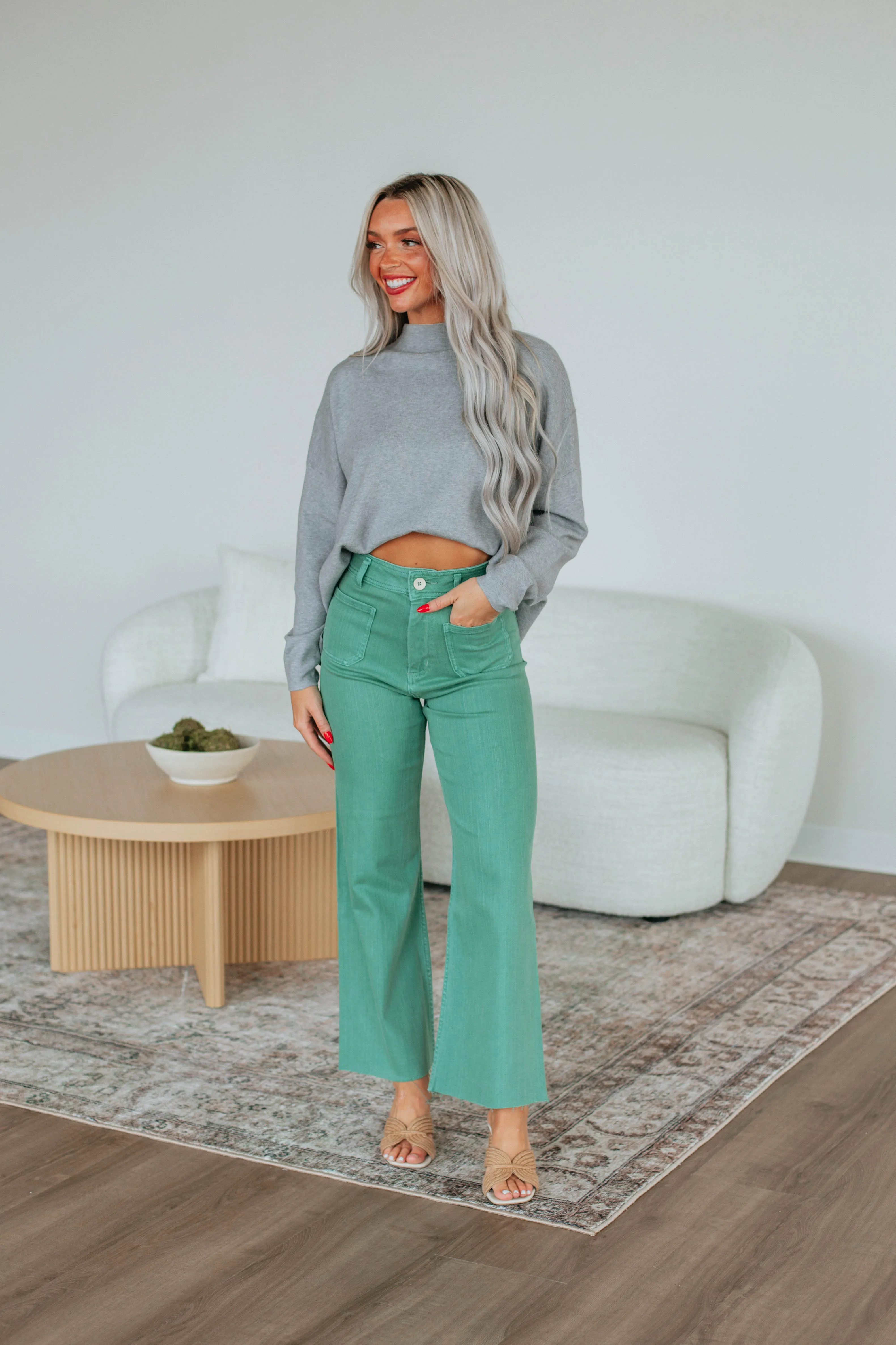 Hannah Wide Leg Pants - Clover sold by Wild Oak Boutique