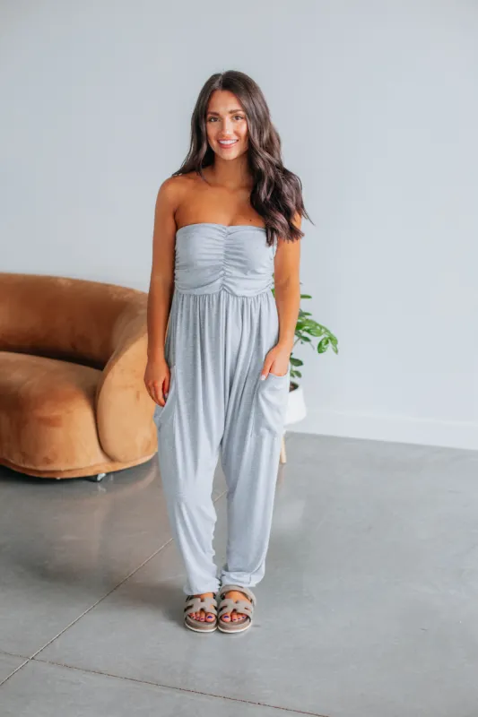 Maria Jumpsuit - Heather Grey sold by Wild Oak Boutique