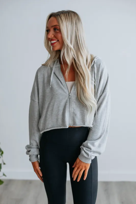 Briar Cropped Hoodie - Heather Grey sold by Wild Oak Boutique