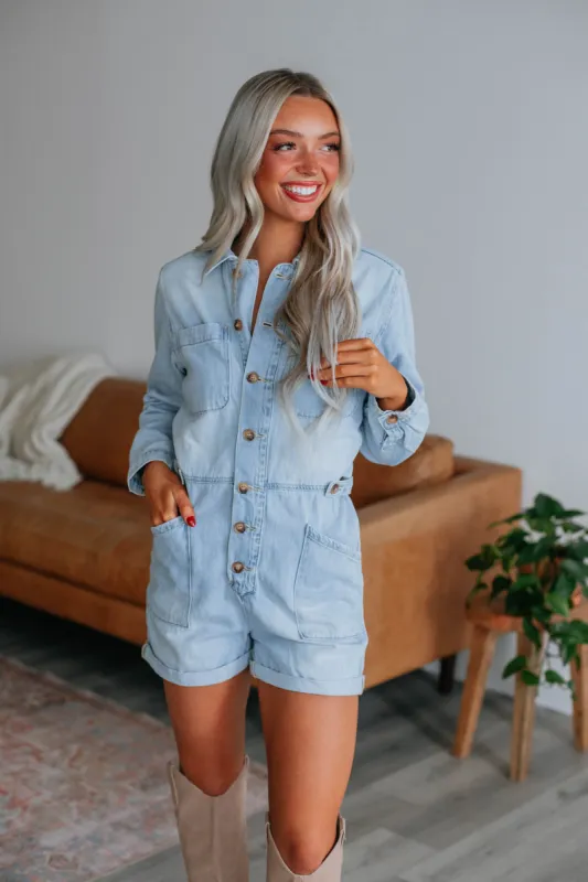 Trynia Denim Romper made by Kan Can