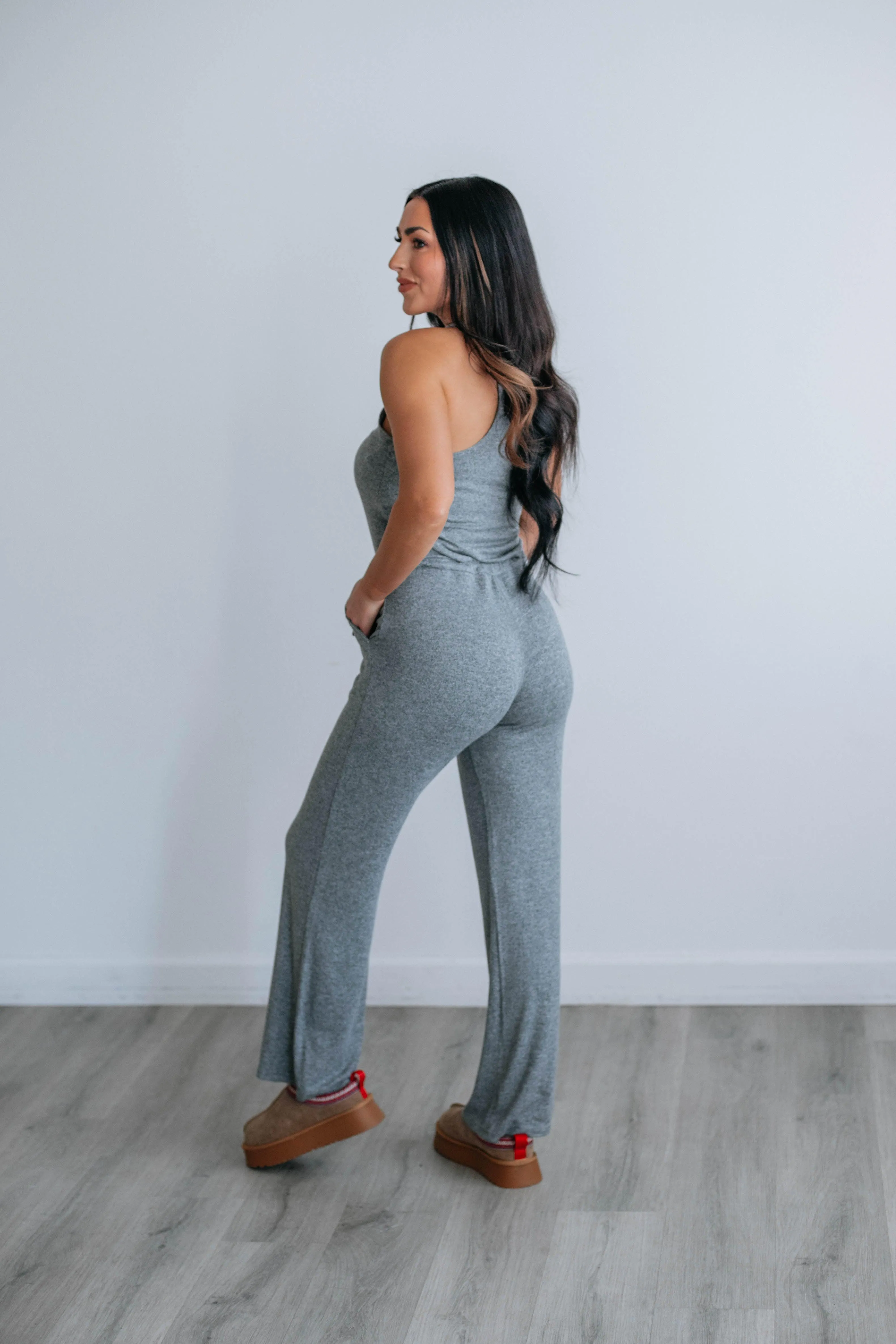 Get Comfy Jumpsuit - Charcoal sold by Wild Oak Boutique product image thumbnail 5