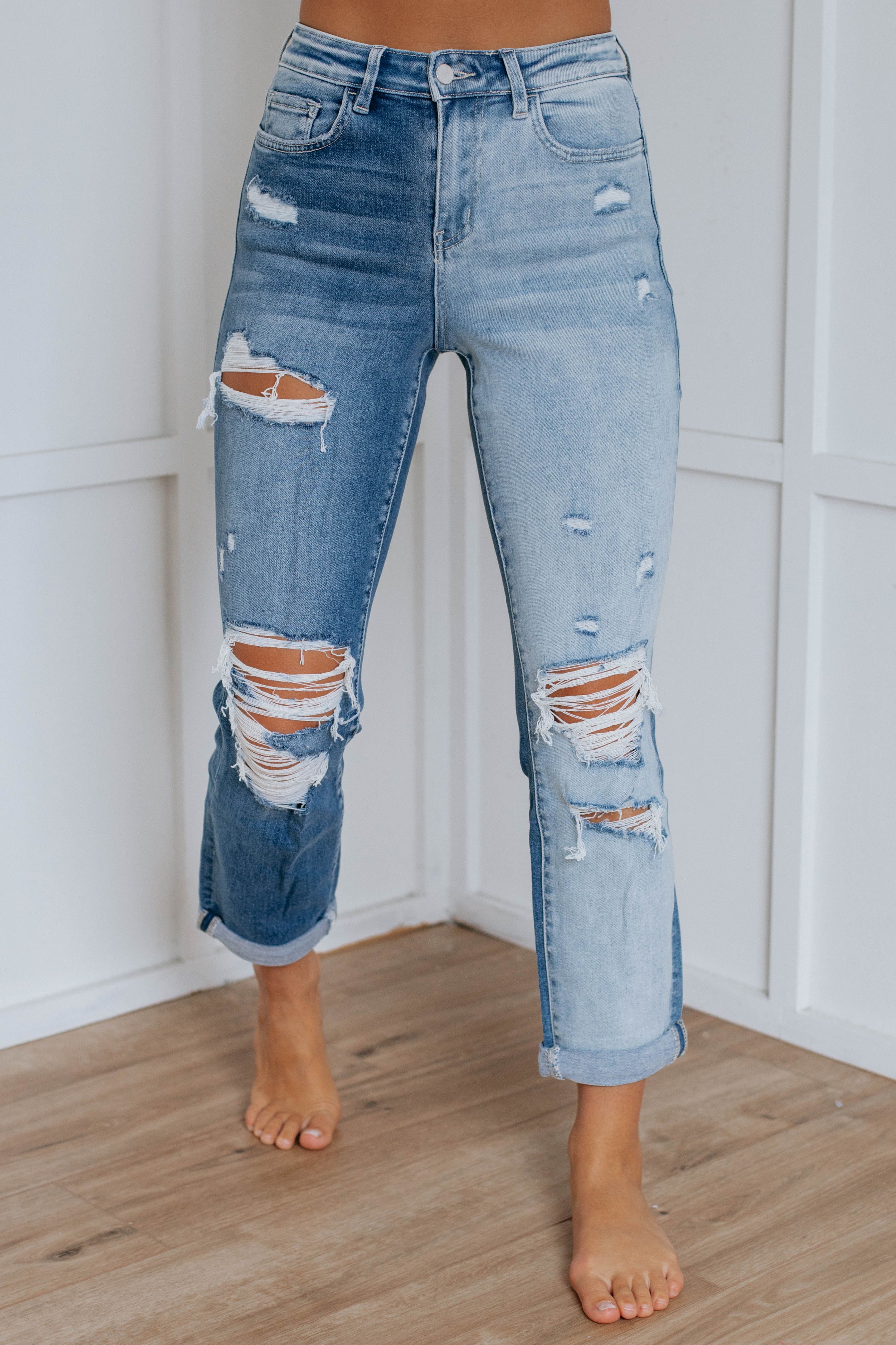 Chantelle Two-Tone Jeans sold by Wild Oak Boutique