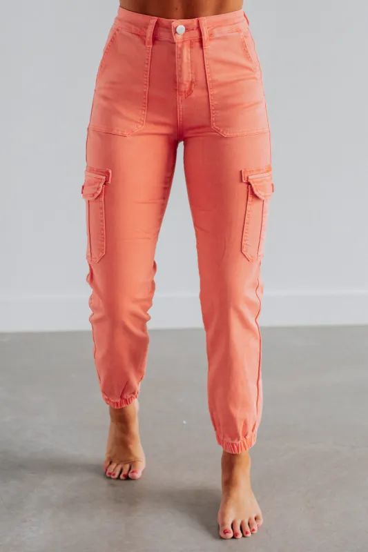 Jadia Risen Cargo Pants - Salmon sold by Wild Oak Boutique