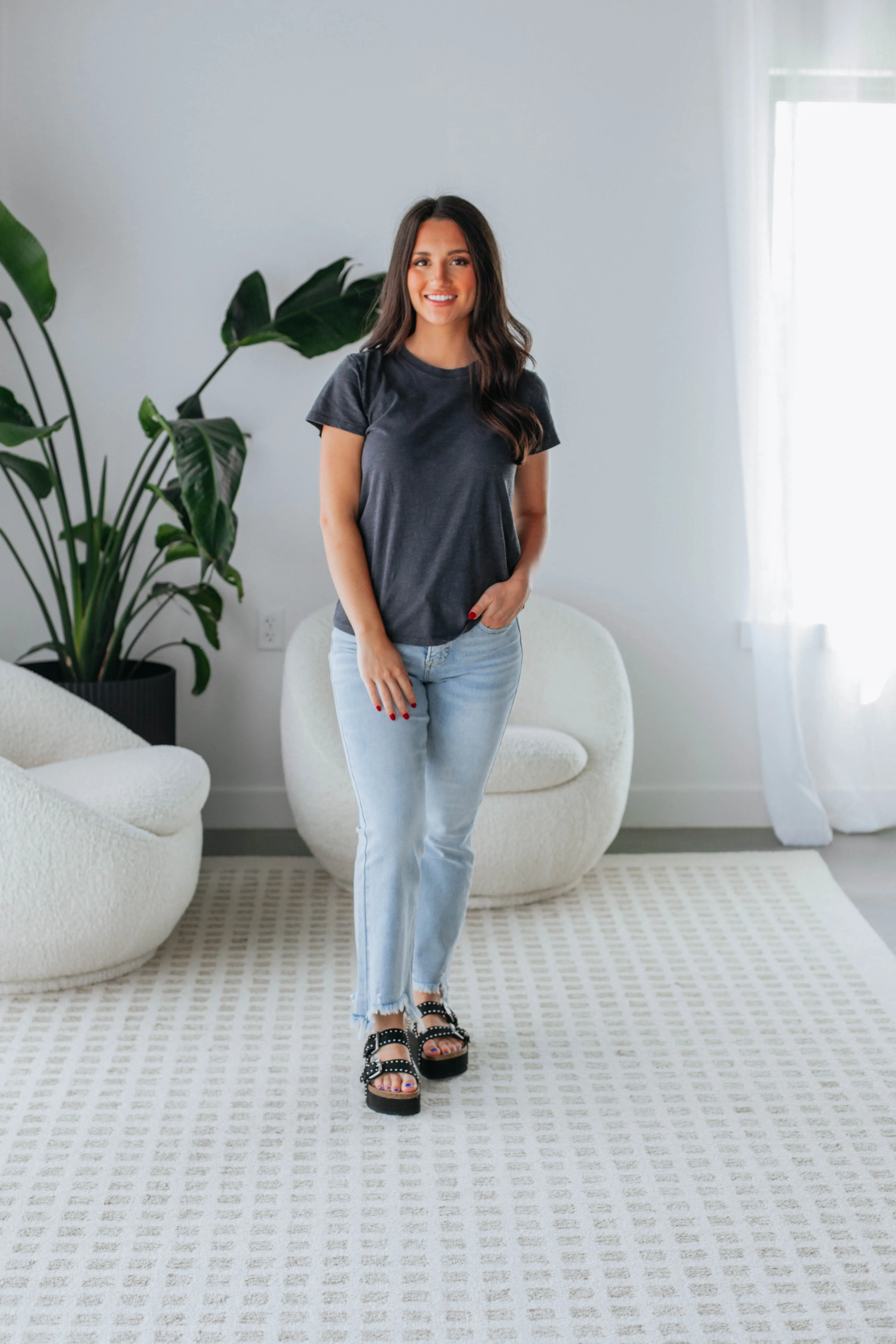 Jeannette Basic Tee - Charcoal sold by Wild Oak Boutique product image thumbnail 2