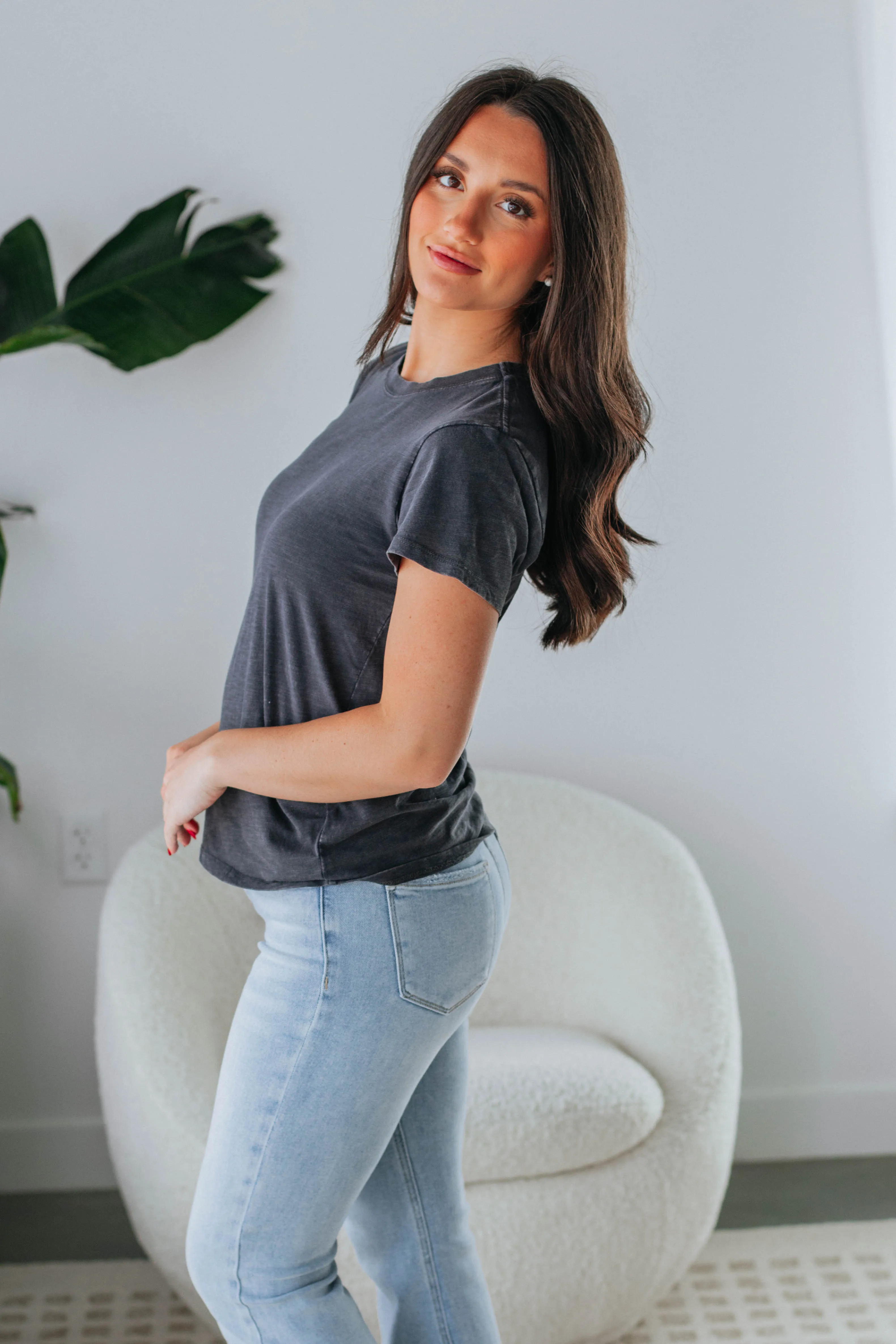 Jeannette Basic Tee - Charcoal sold by Wild Oak Boutique product image thumbnail 3