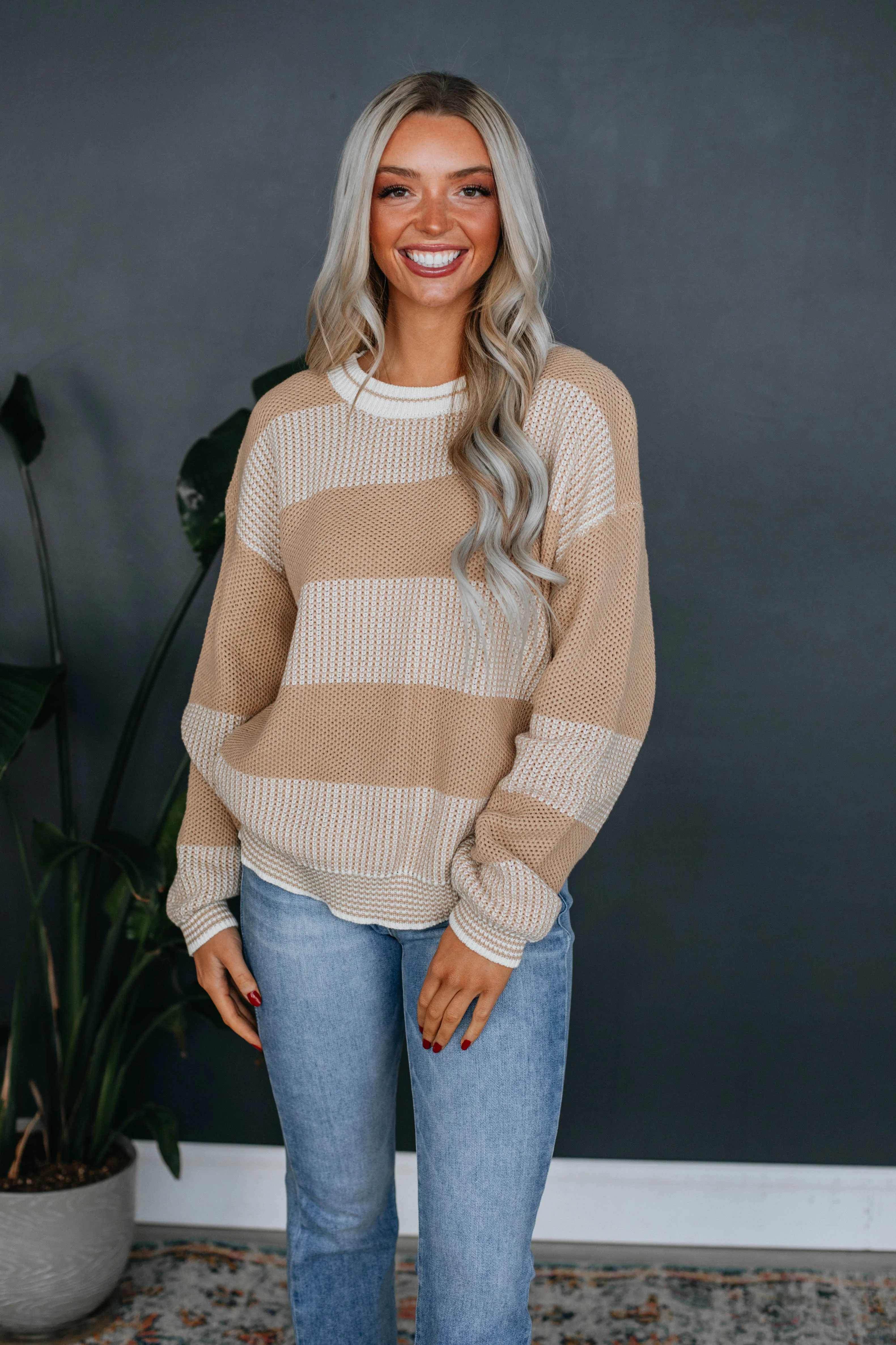 Ina Striped Sweater - Biscotti sold by Wild Oak Boutique product image thumbnail 5