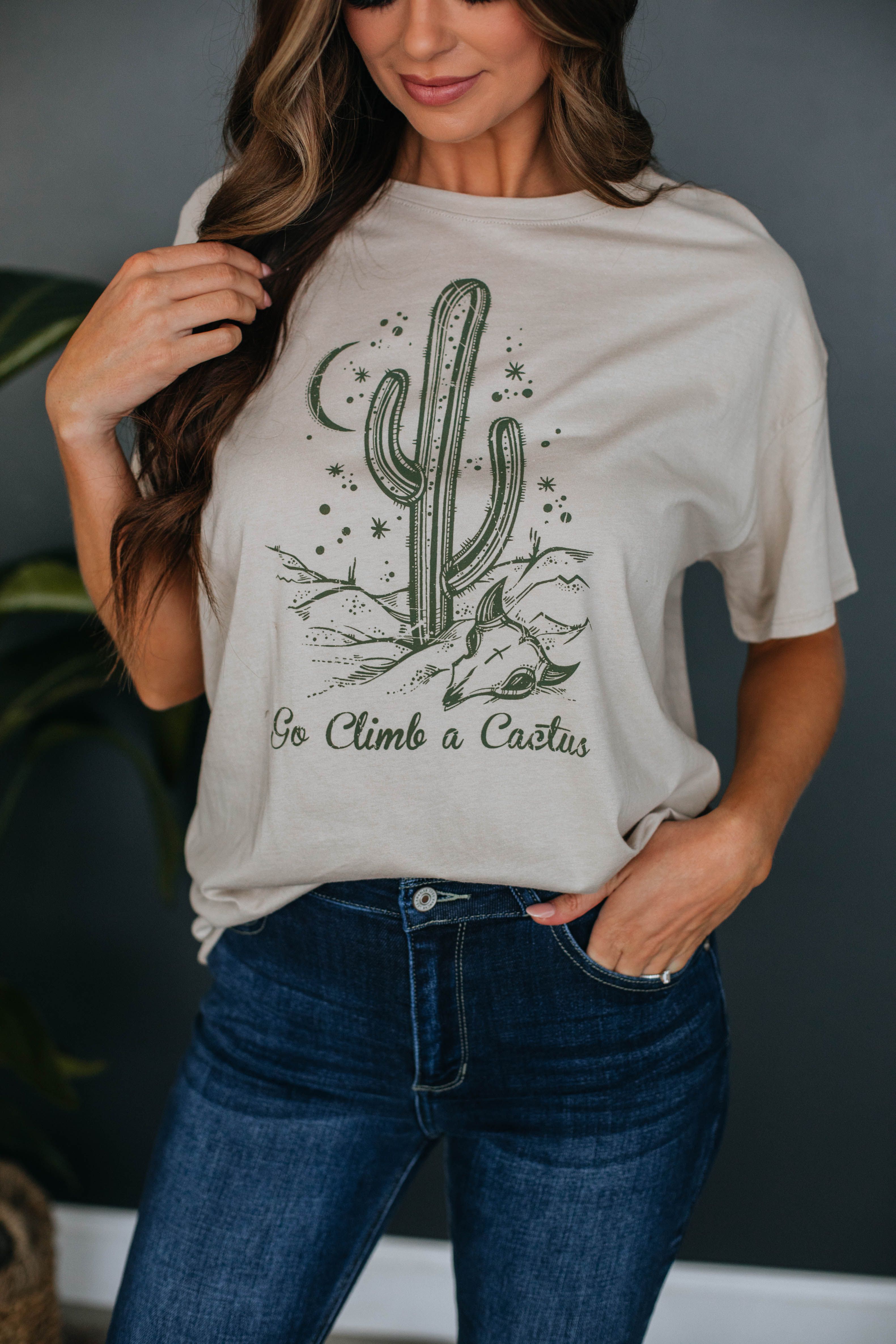 Go Climb A Cactus Graphic Tee sold by Wild Oak Boutique product image thumbnail 2