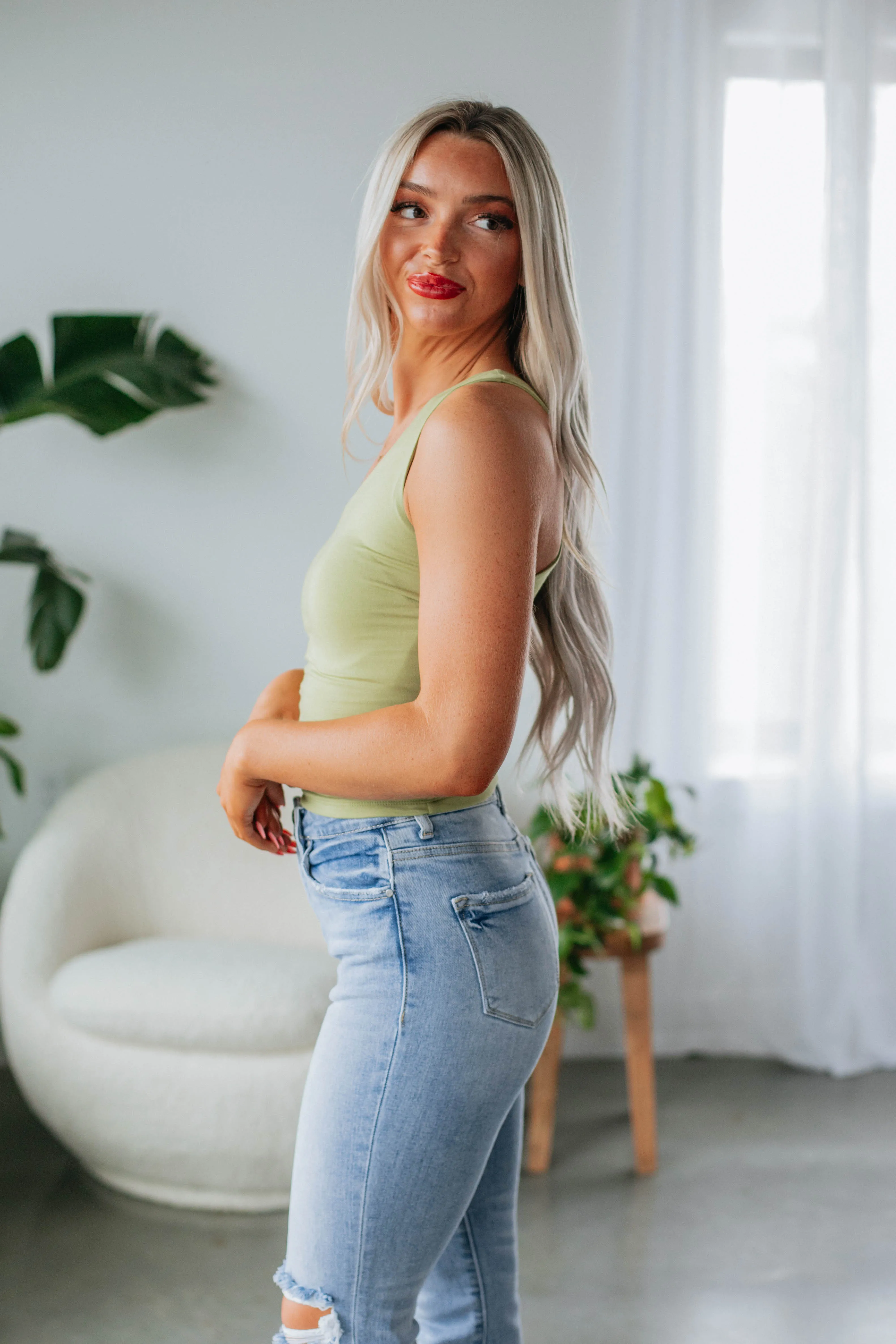 Summertime Fine Tank - Avocado sold by Wild Oak Boutique product image thumbnail 3