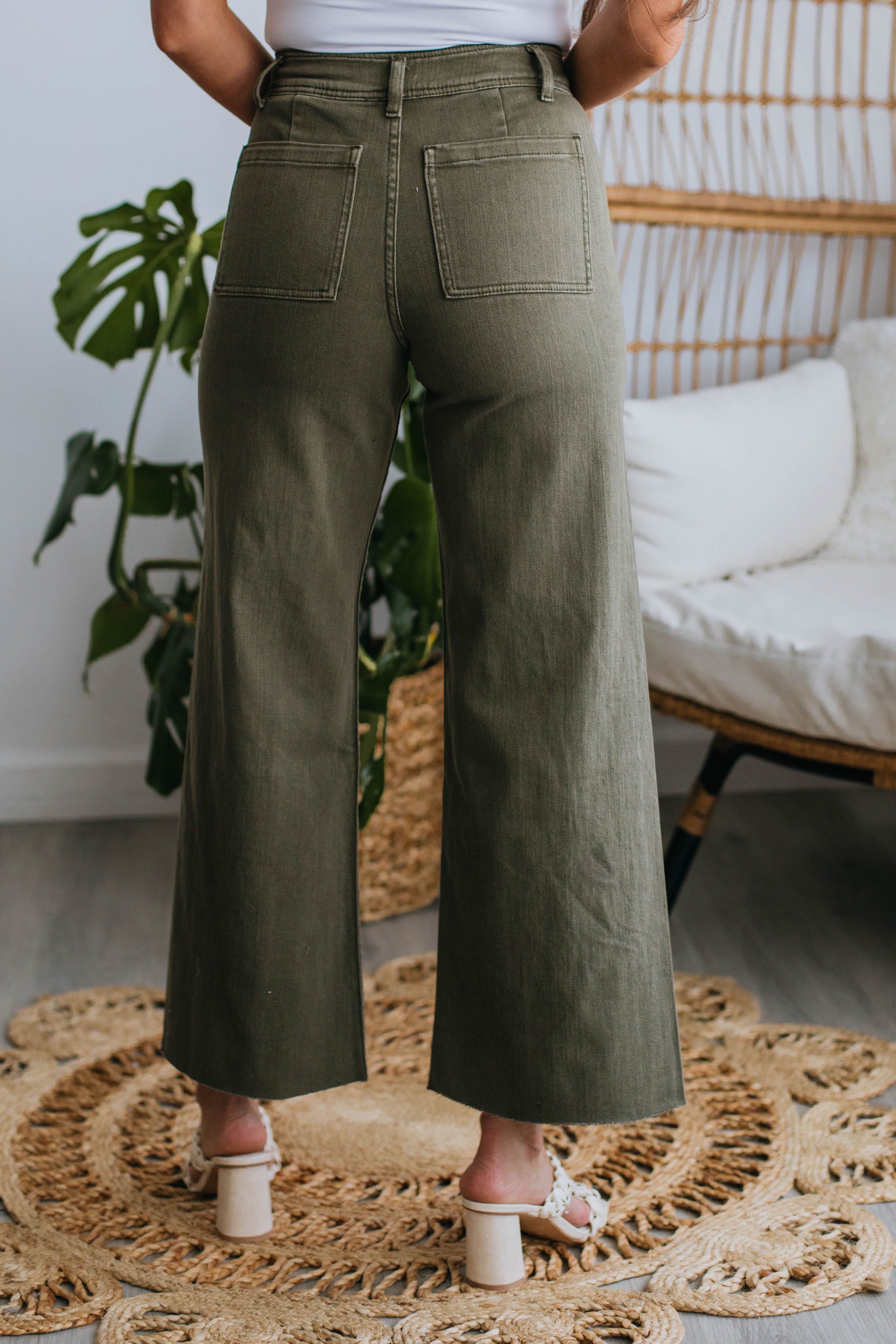 Linsley Wide Leg Pants - Olive sold by Wild Oak Boutique product image thumbnail 5