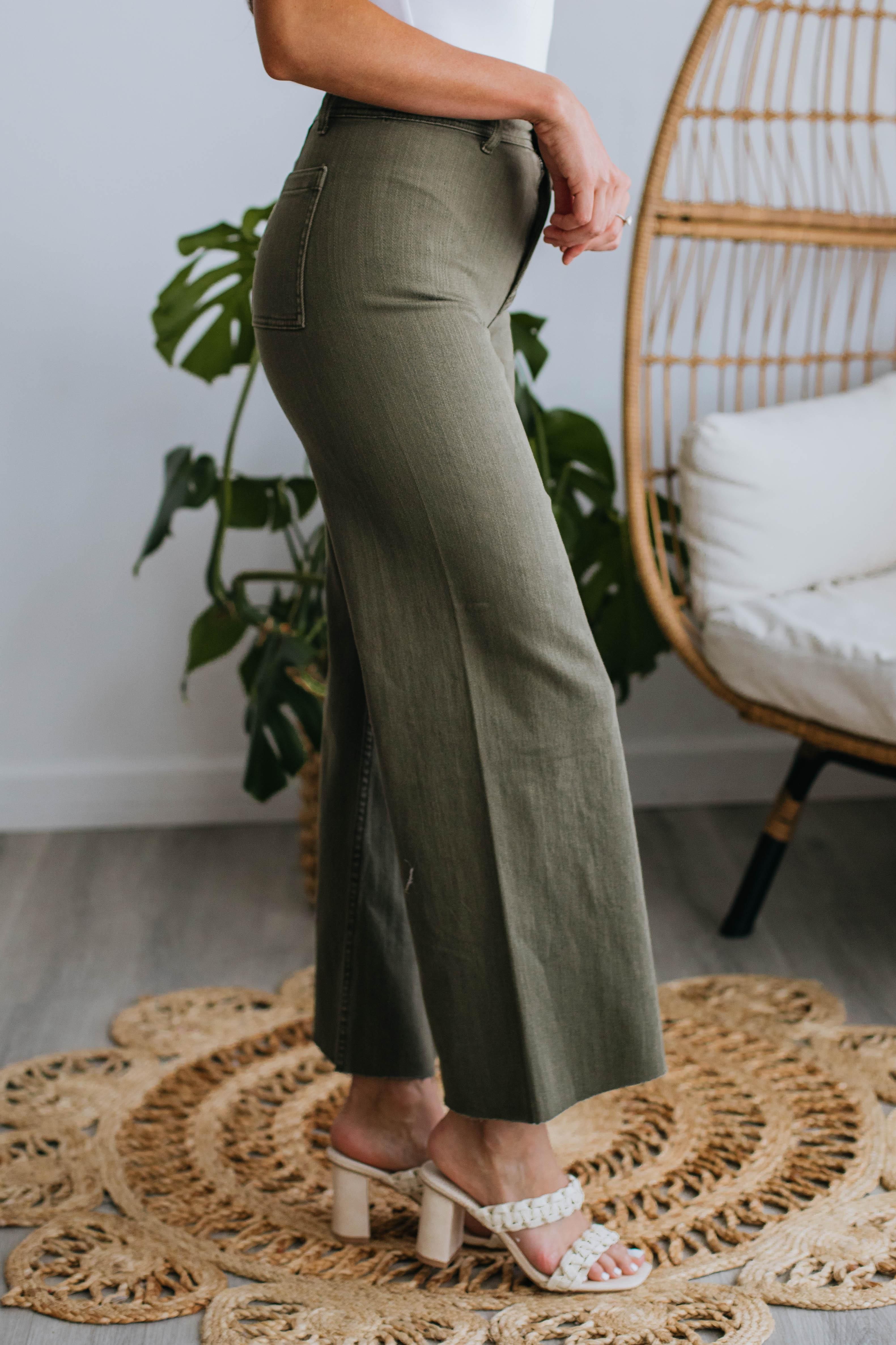 Linsley Wide Leg Pants - Olive sold by Wild Oak Boutique product image thumbnail 2