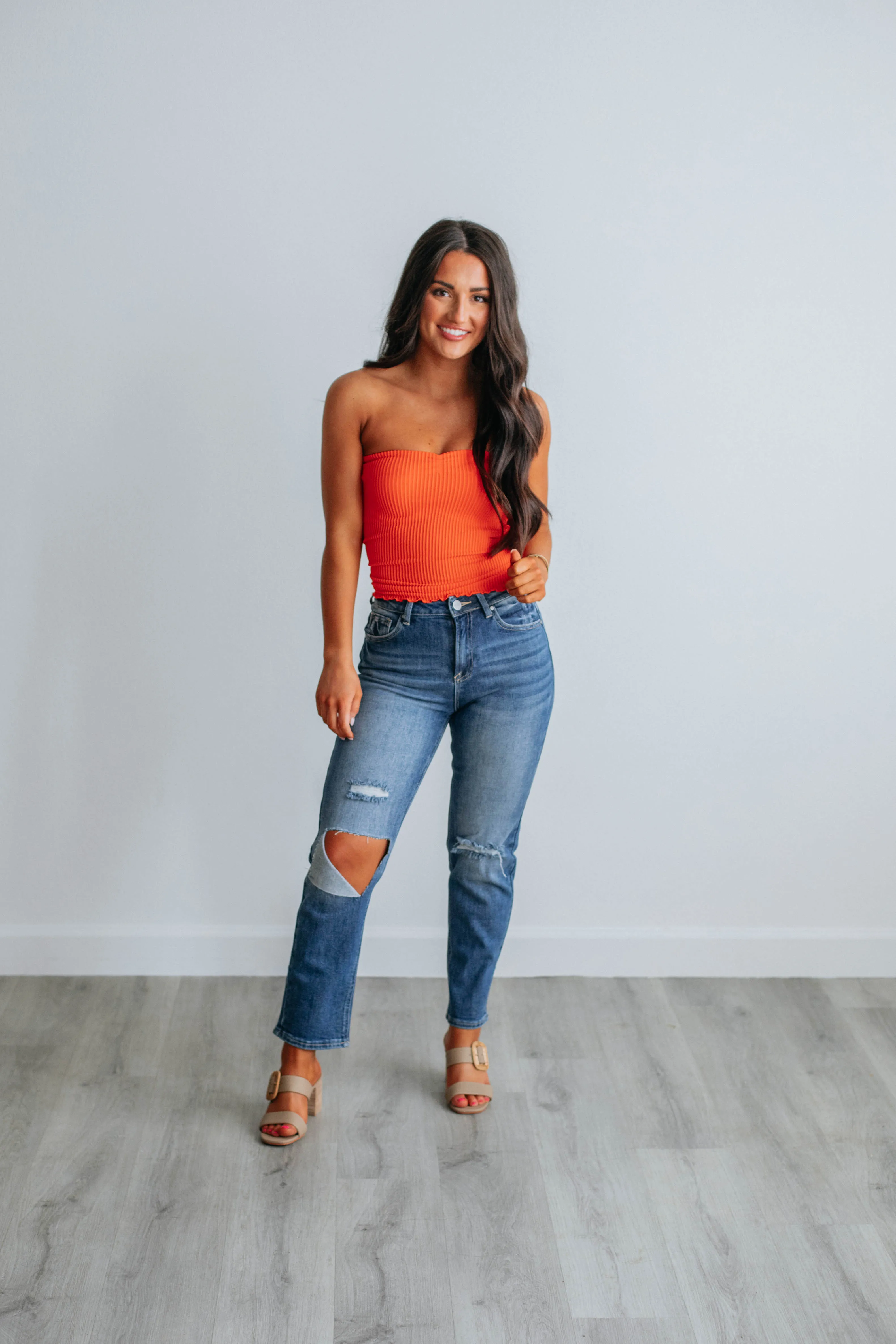 Casella Ribbed Top - Tangerine sold by Wild Oak Boutique product image thumbnail 3