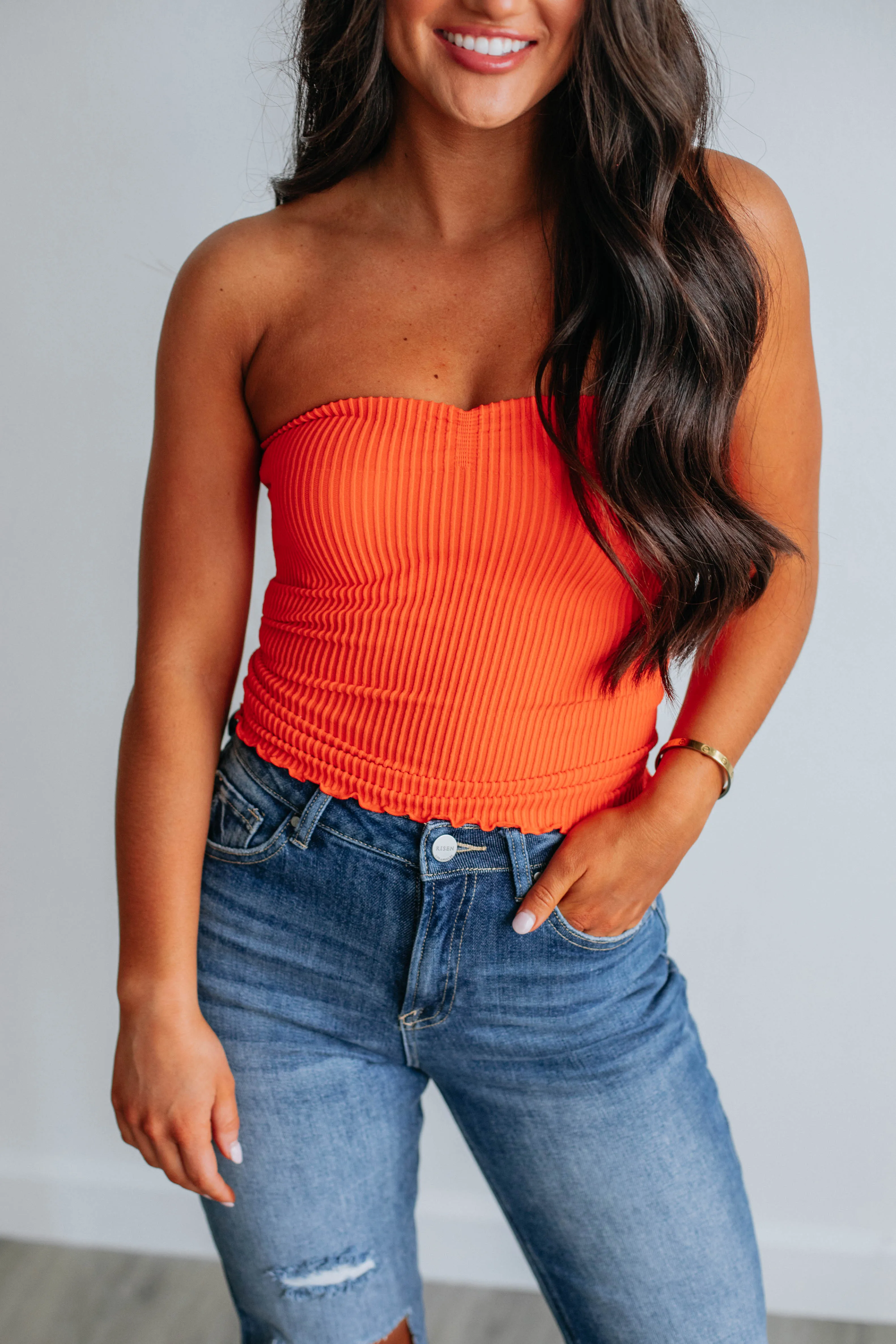 Casella Ribbed Top - Tangerine sold by Wild Oak Boutique product image thumbnail 2