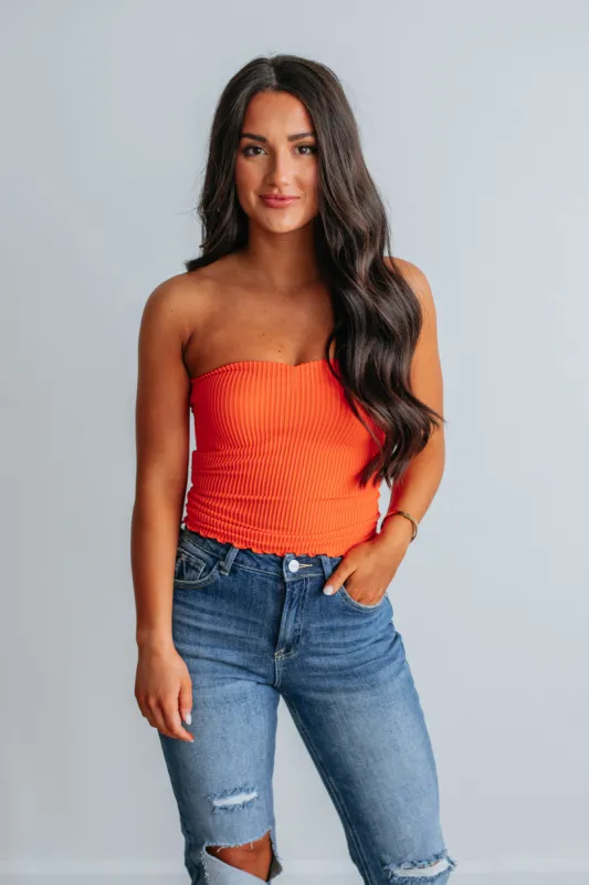 Casella Ribbed Top - Tangerine made by By Together