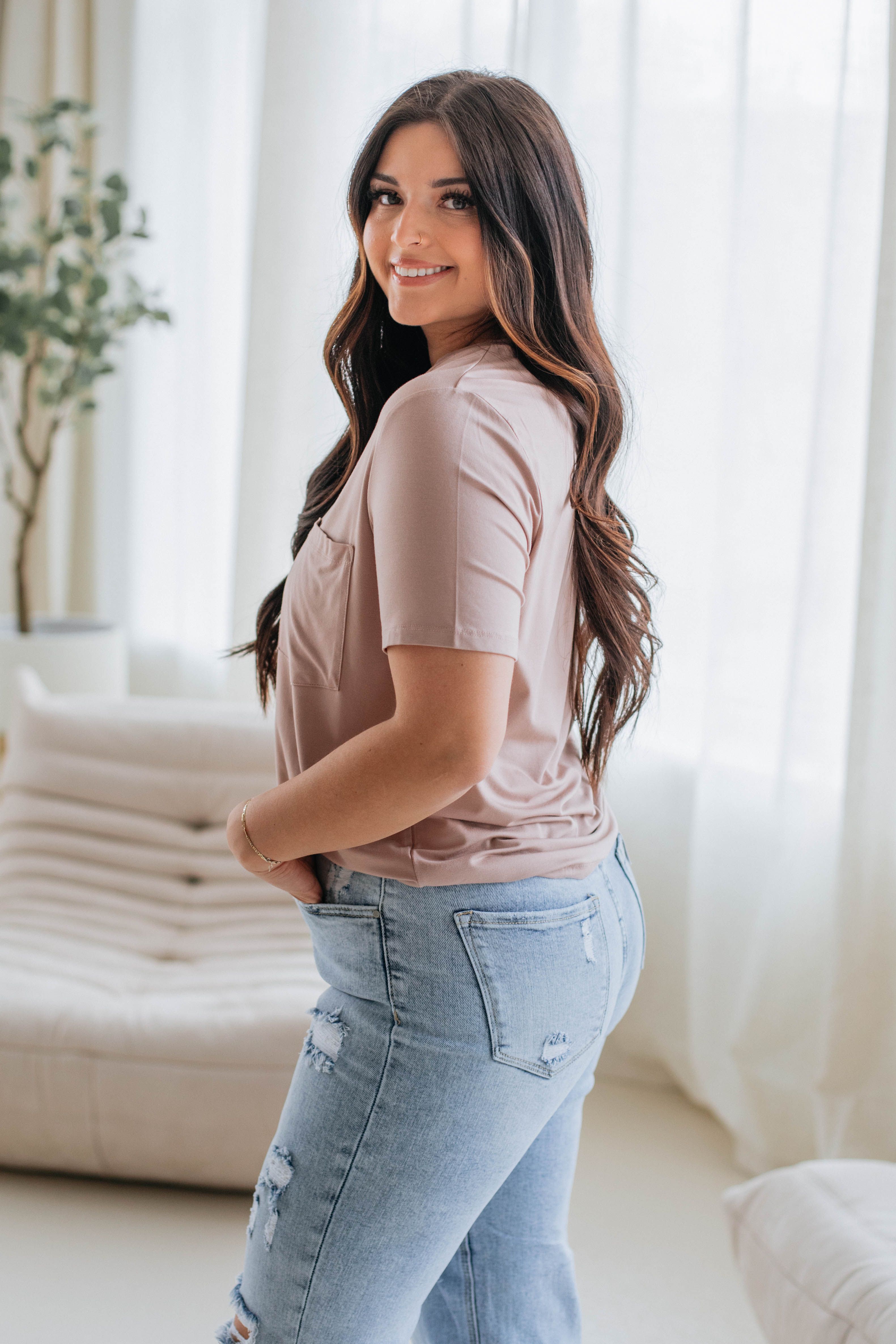 Danielle Basic Tee - Taupe sold by Wild Oak Boutique product image thumbnail 4