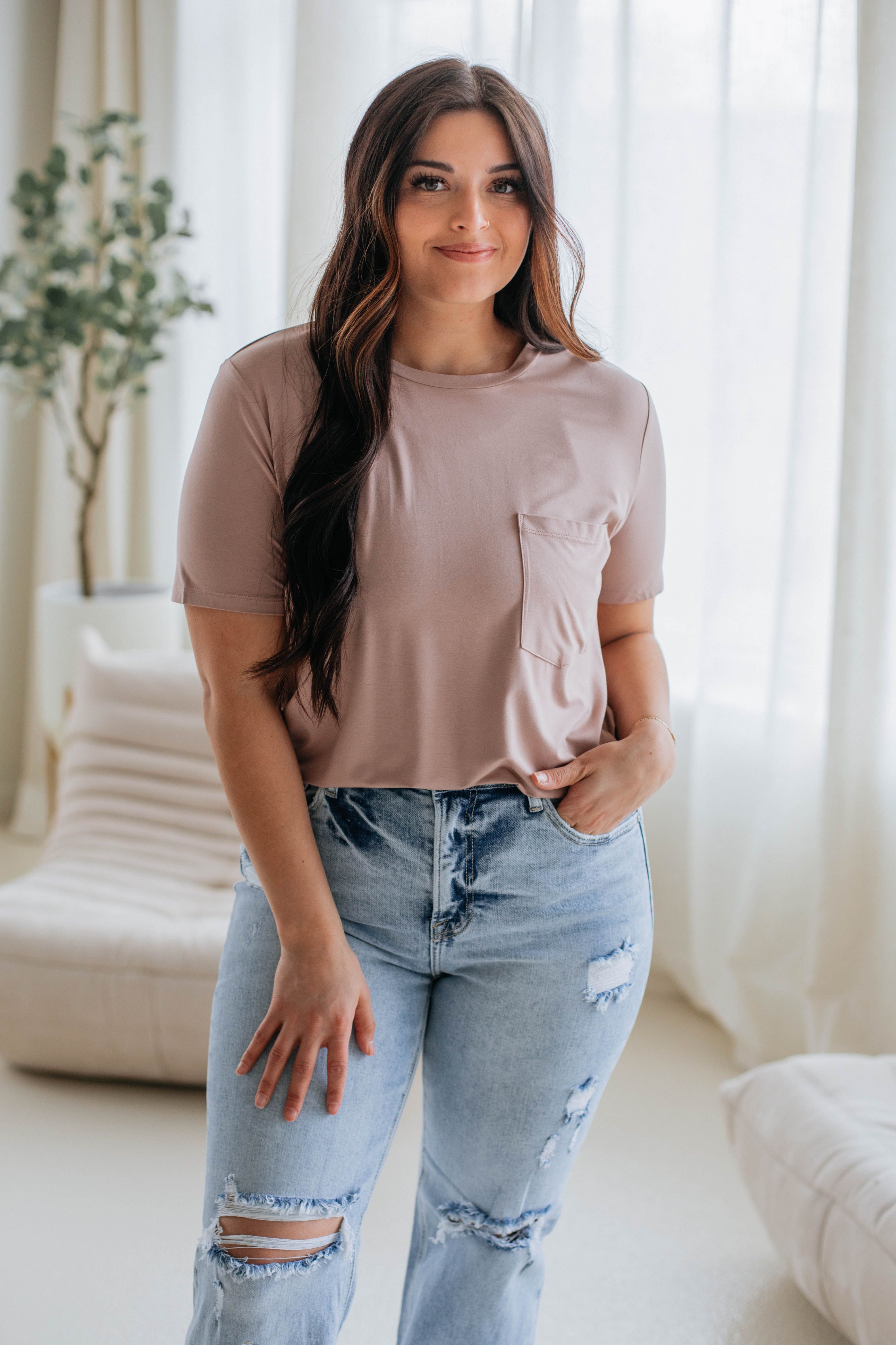 Danielle Basic Tee - Taupe sold by Wild Oak Boutique product image thumbnail 3