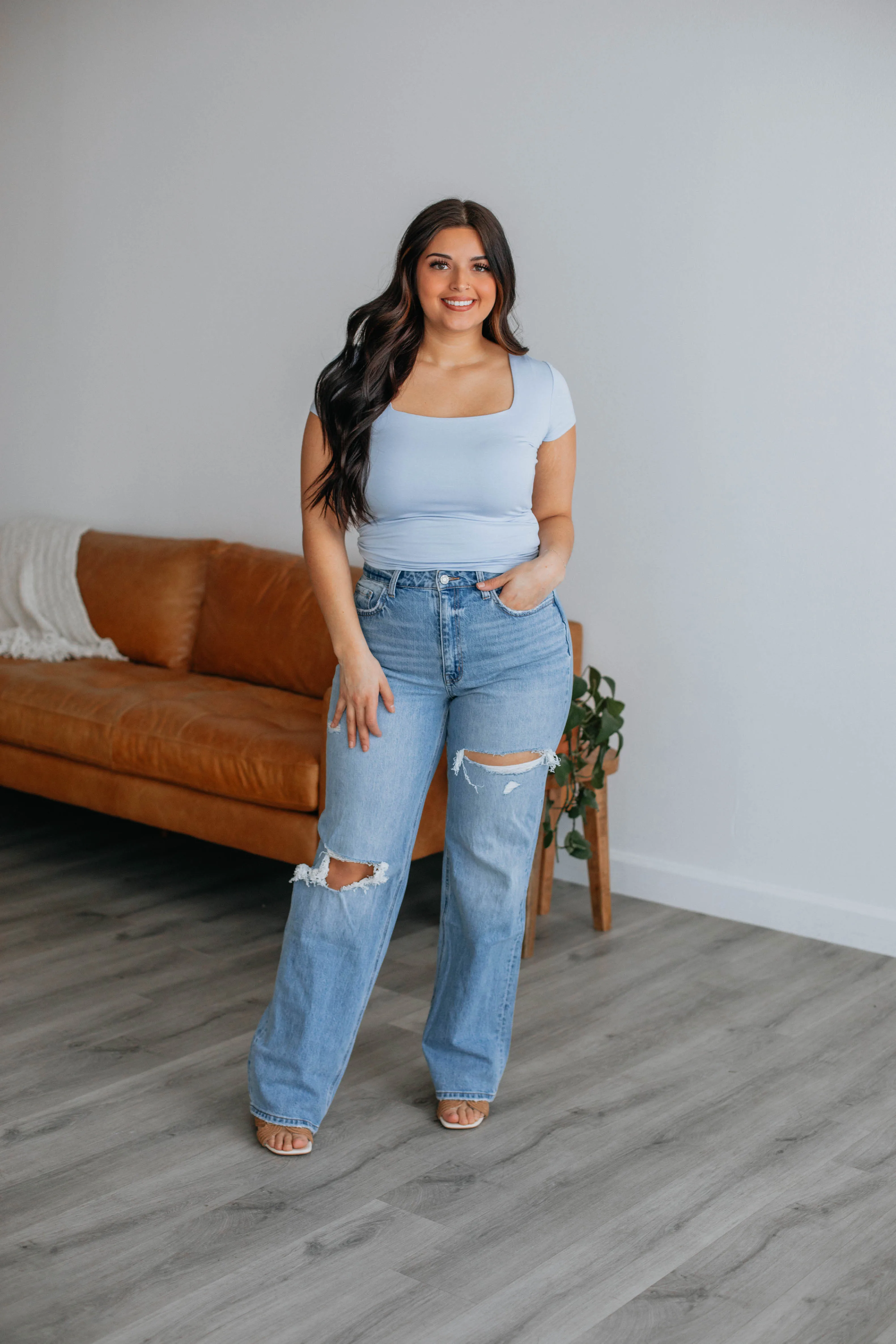 Jace Basic Top - Powder Blue sold by Wild Oak Boutique product image thumbnail 5