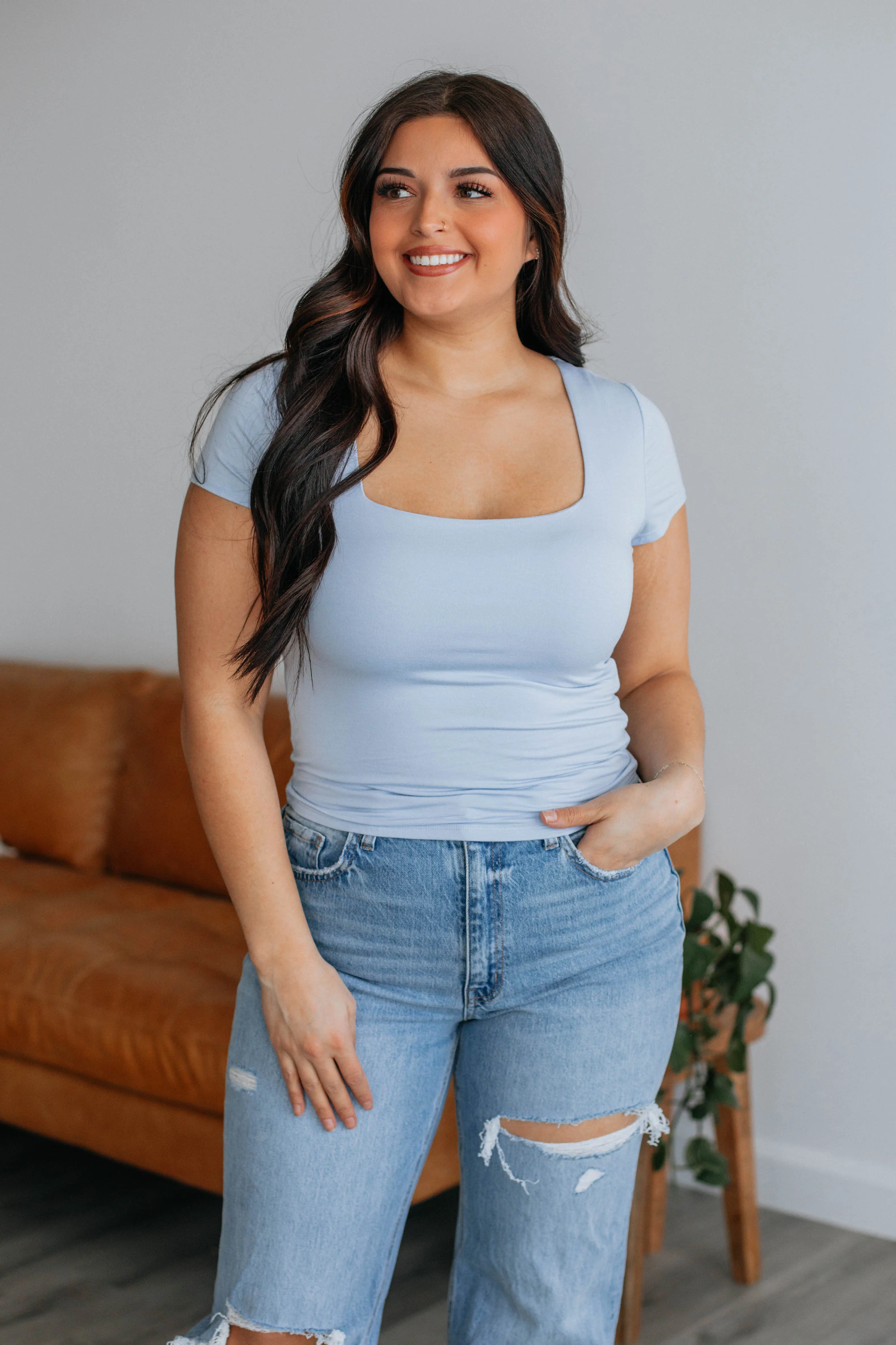 Jace Basic Top - Powder Blue sold by Wild Oak Boutique product image thumbnail 4