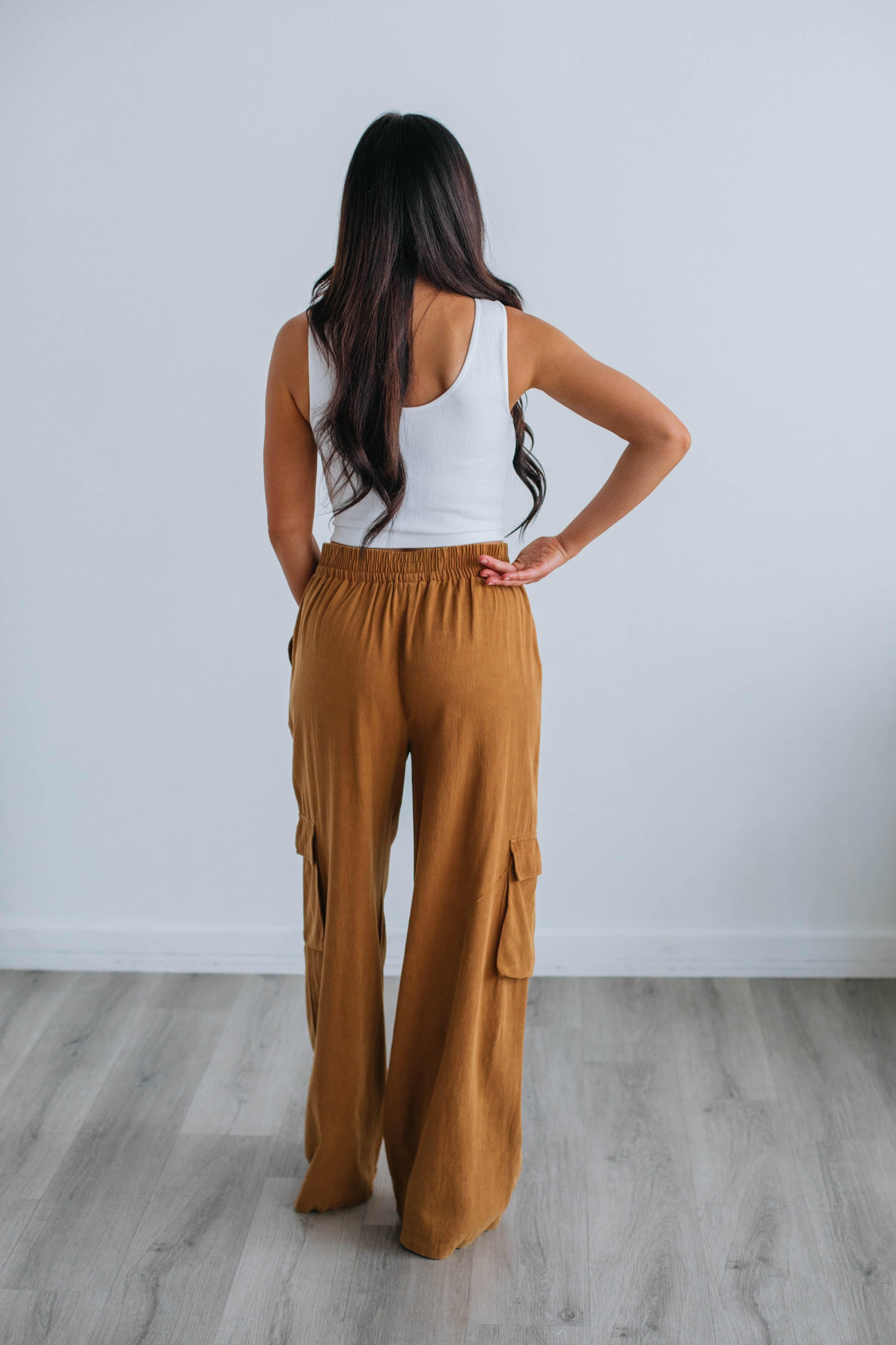 Ezra Cargo Pants - Camel sold by Wild Oak Boutique product image thumbnail 4