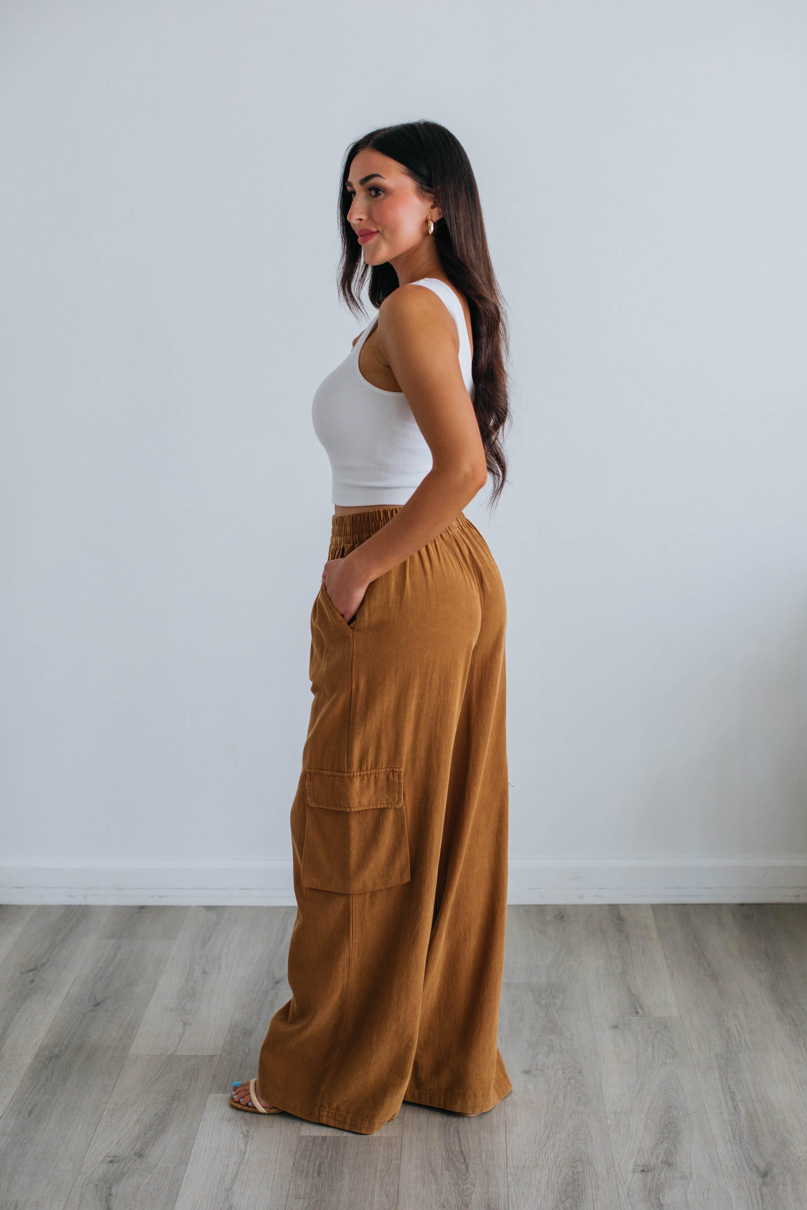 Ezra Cargo Pants - Camel sold by Wild Oak Boutique product image thumbnail 3