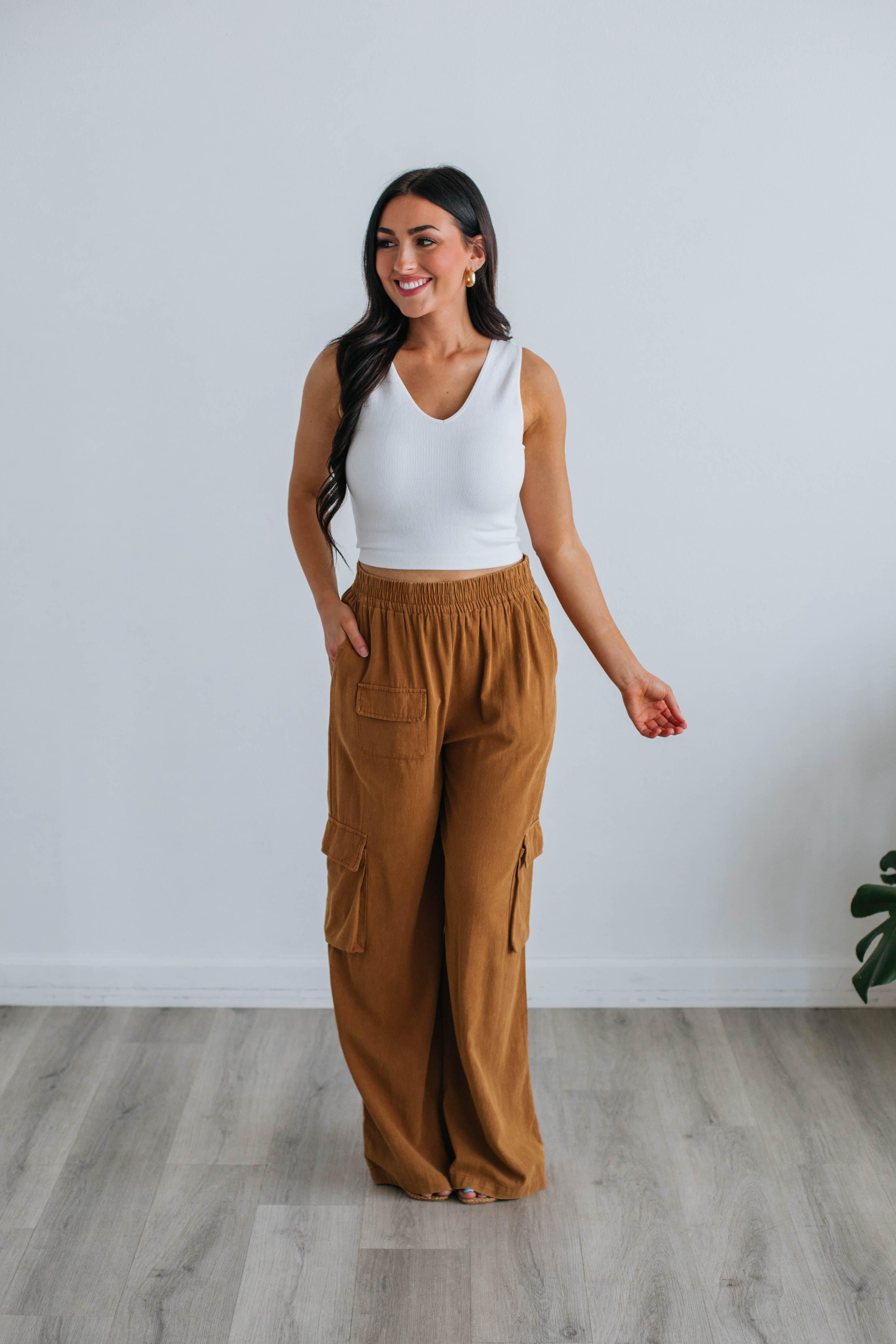 Ezra Cargo Pants - Camel sold by Wild Oak Boutique product image thumbnail 2