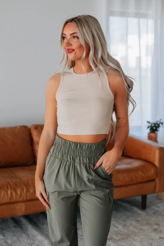 Willa Ribbed Tank - Sand sold by Wild Oak Boutique