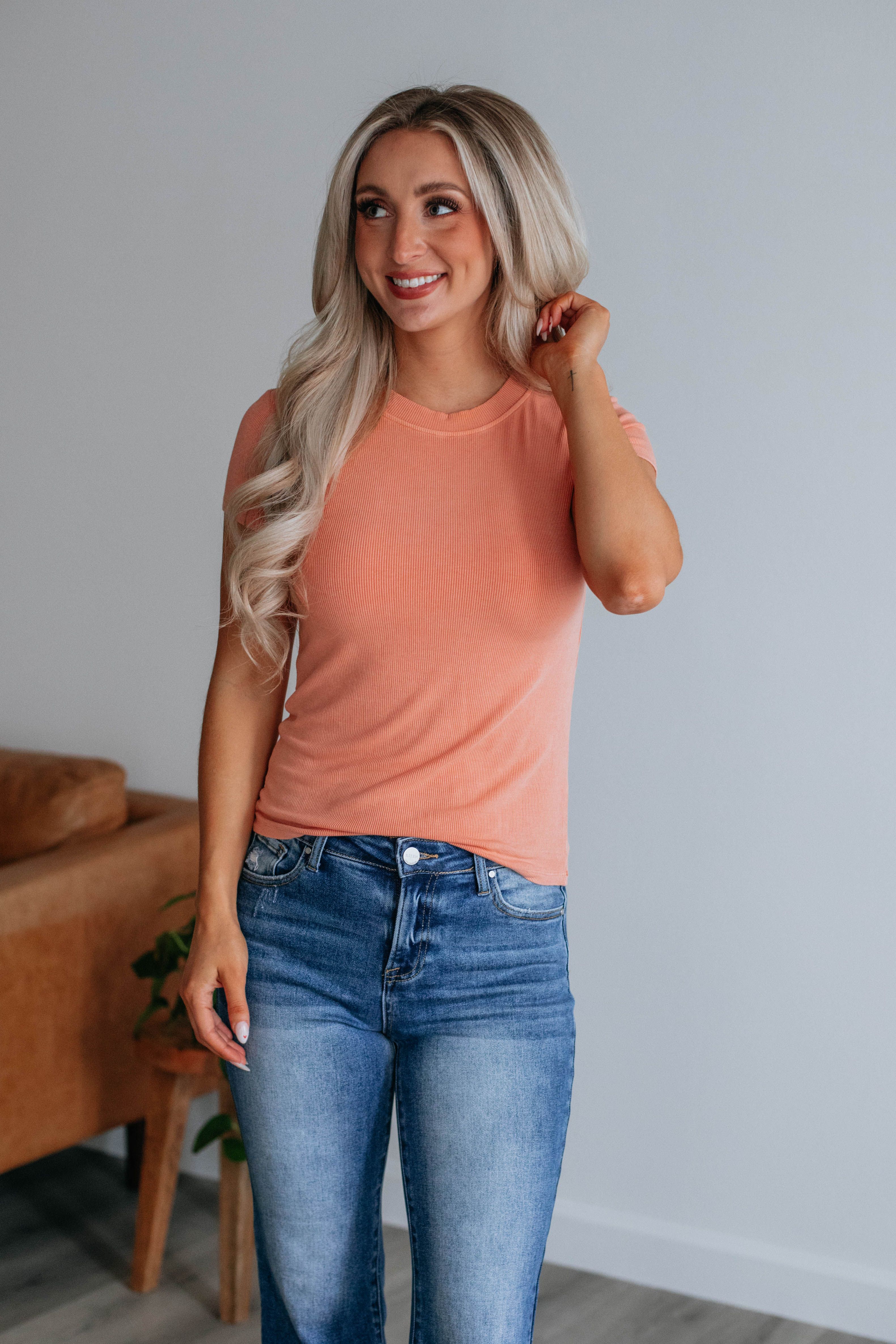 Thorne Ribbed Top - Coral sold by Wild Oak Boutique product image thumbnail 5