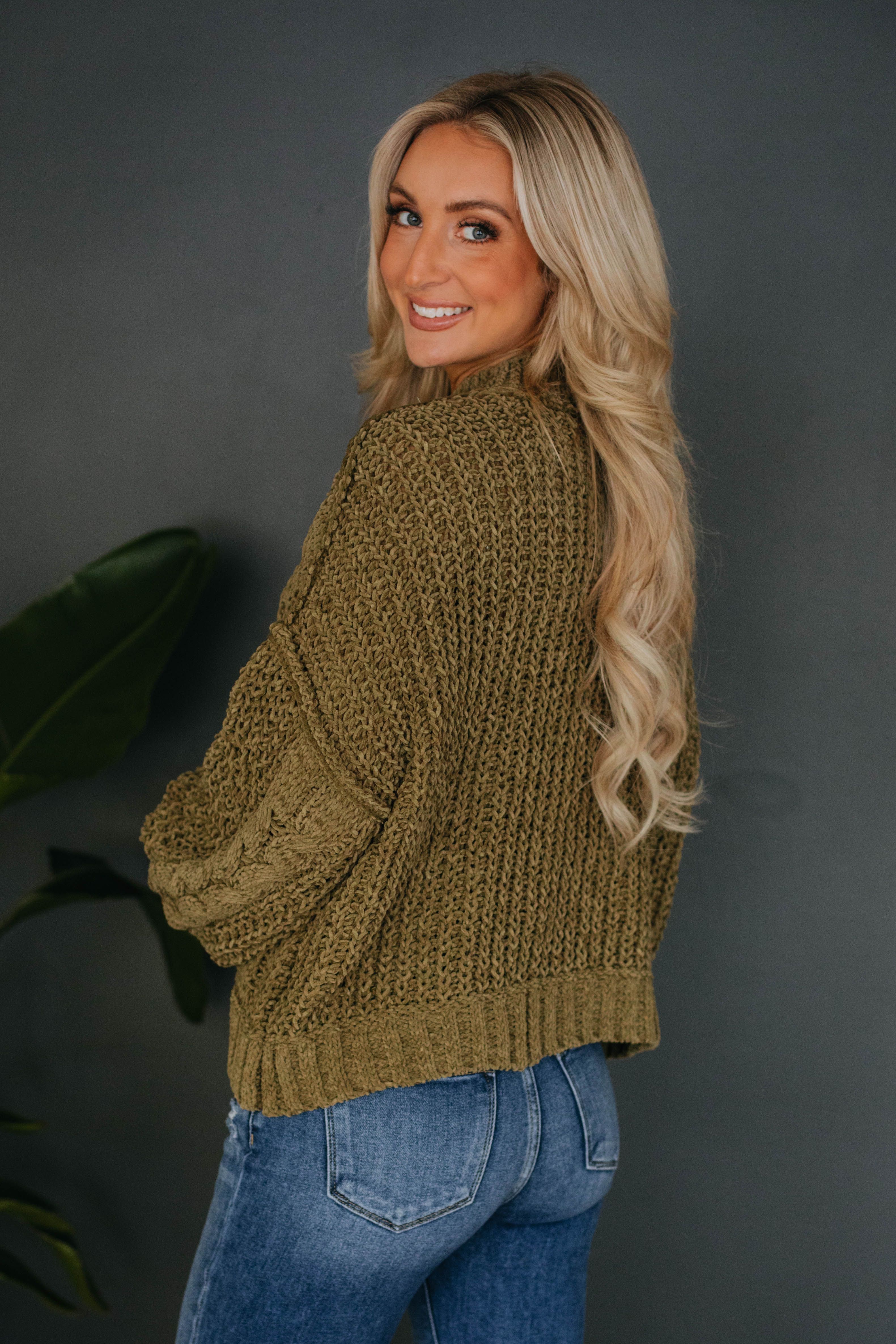 Stassie Cable Knit Sweater - Olive sold by Wild Oak Boutique product image thumbnail 4