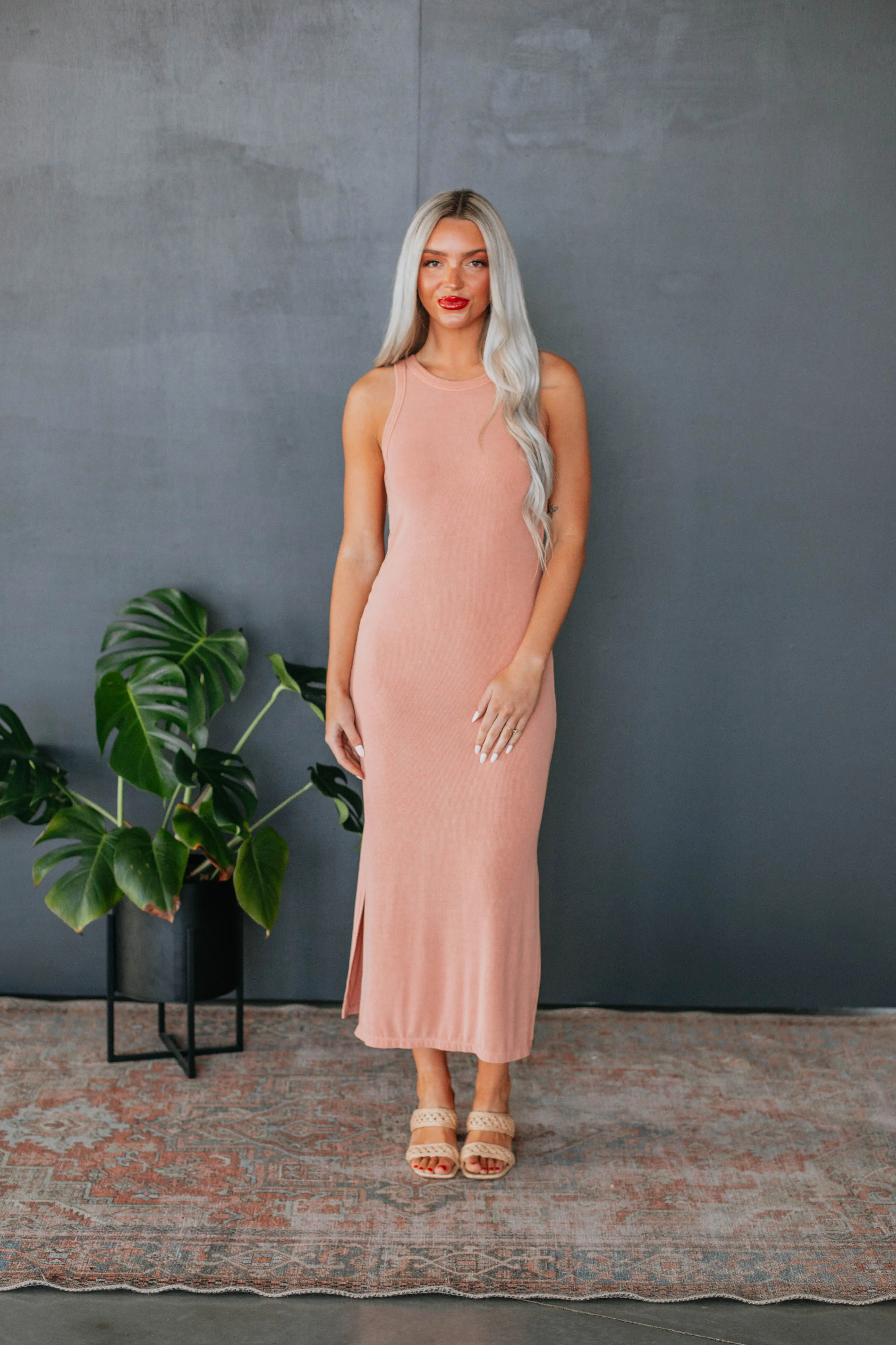 Edeny Ribbed Dress - Papaya sold by Wild Oak Boutique product image thumbnail 4