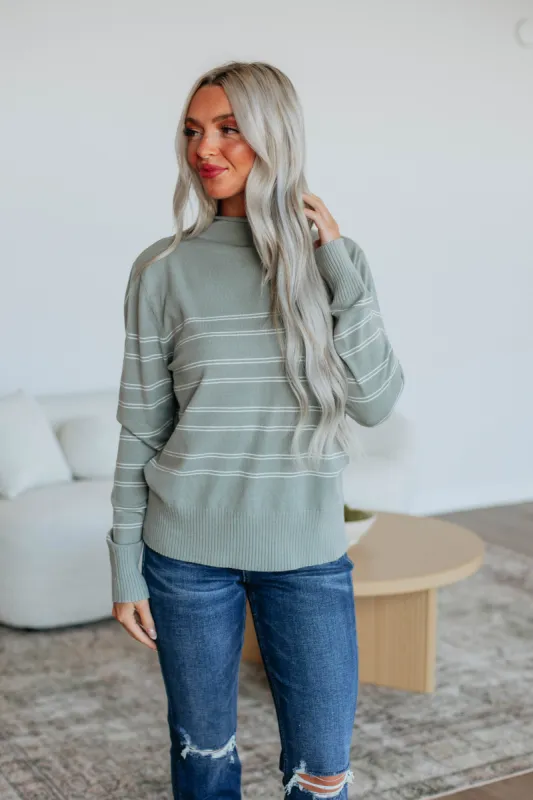 Alix Striped Sweater - Sage sold by Wild Oak Boutique
