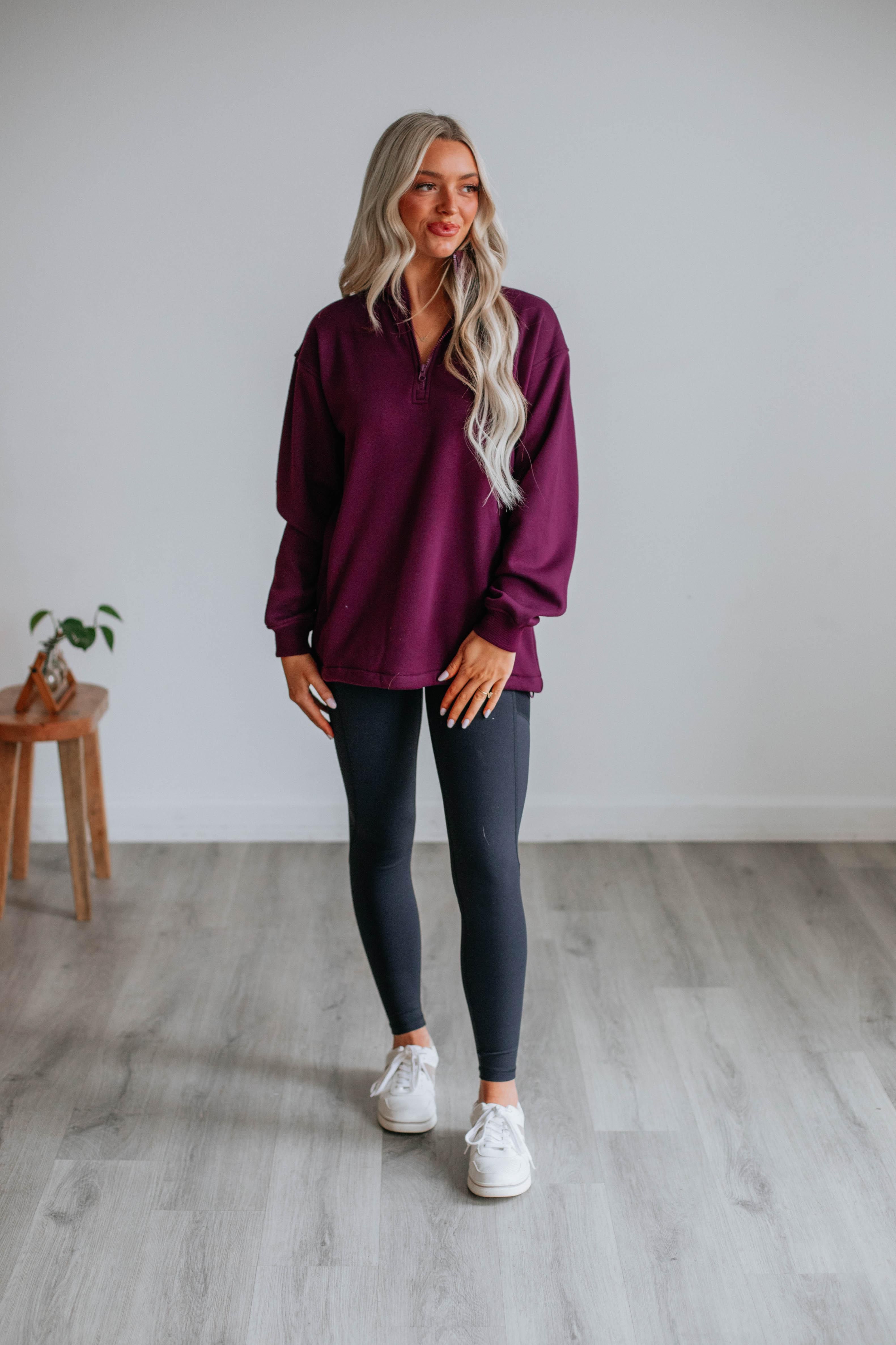 Jett Half-Zip Pullover - Plum sold by Wild Oak Boutique