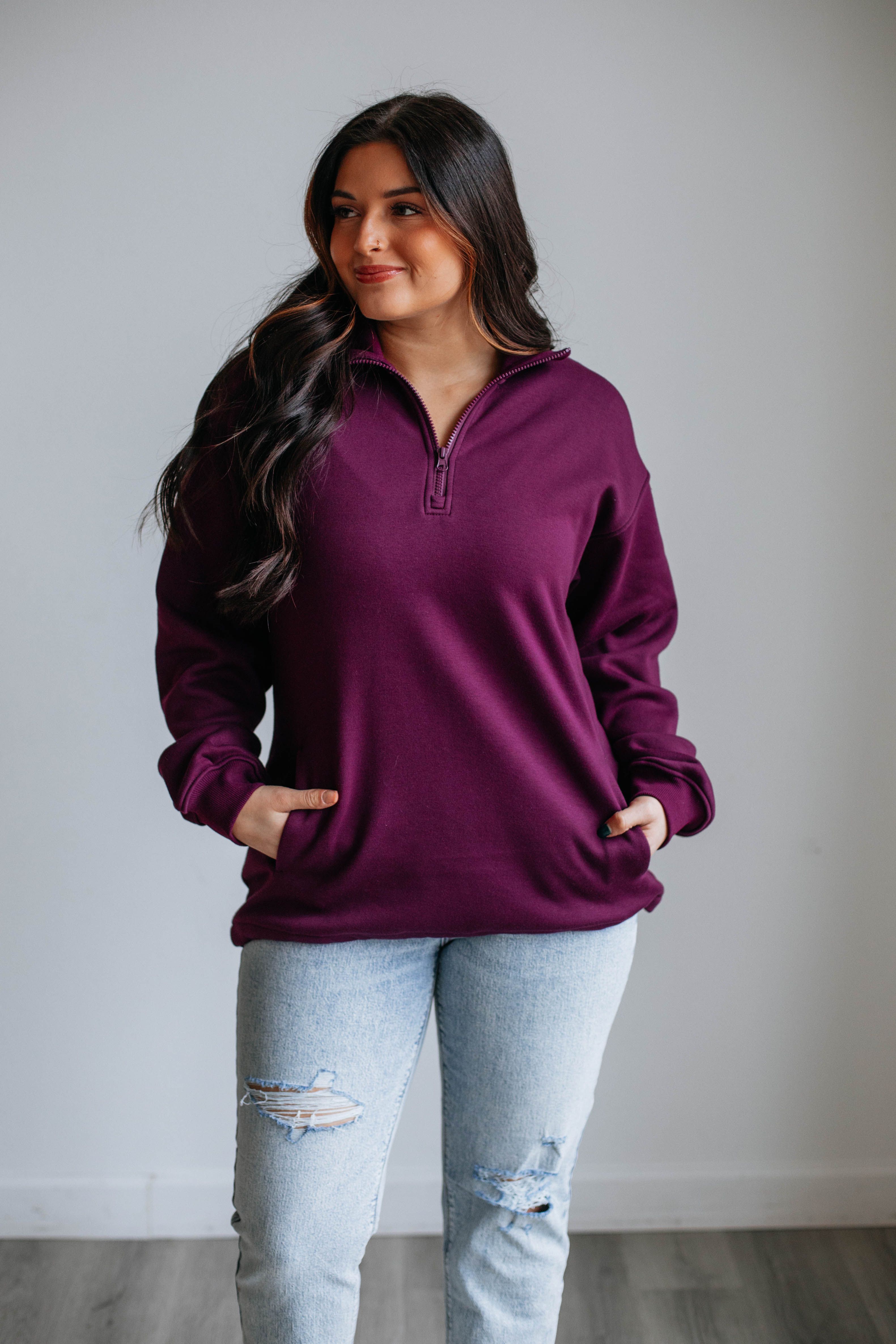 Jett Half-Zip Pullover - Plum sold by Wild Oak Boutique product image thumbnail 2