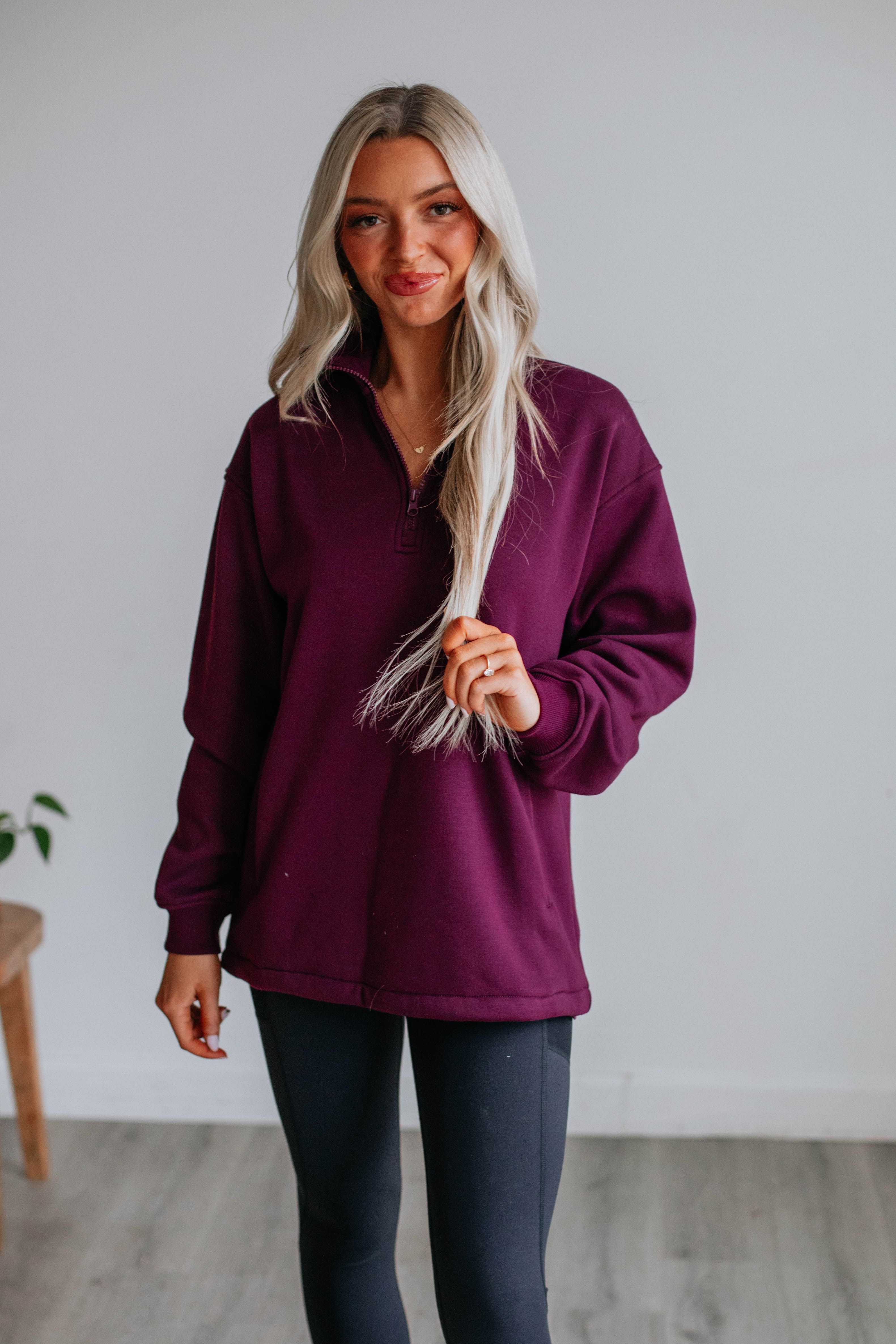 Jett Half-Zip Pullover - Plum sold by Wild Oak Boutique product image thumbnail 5