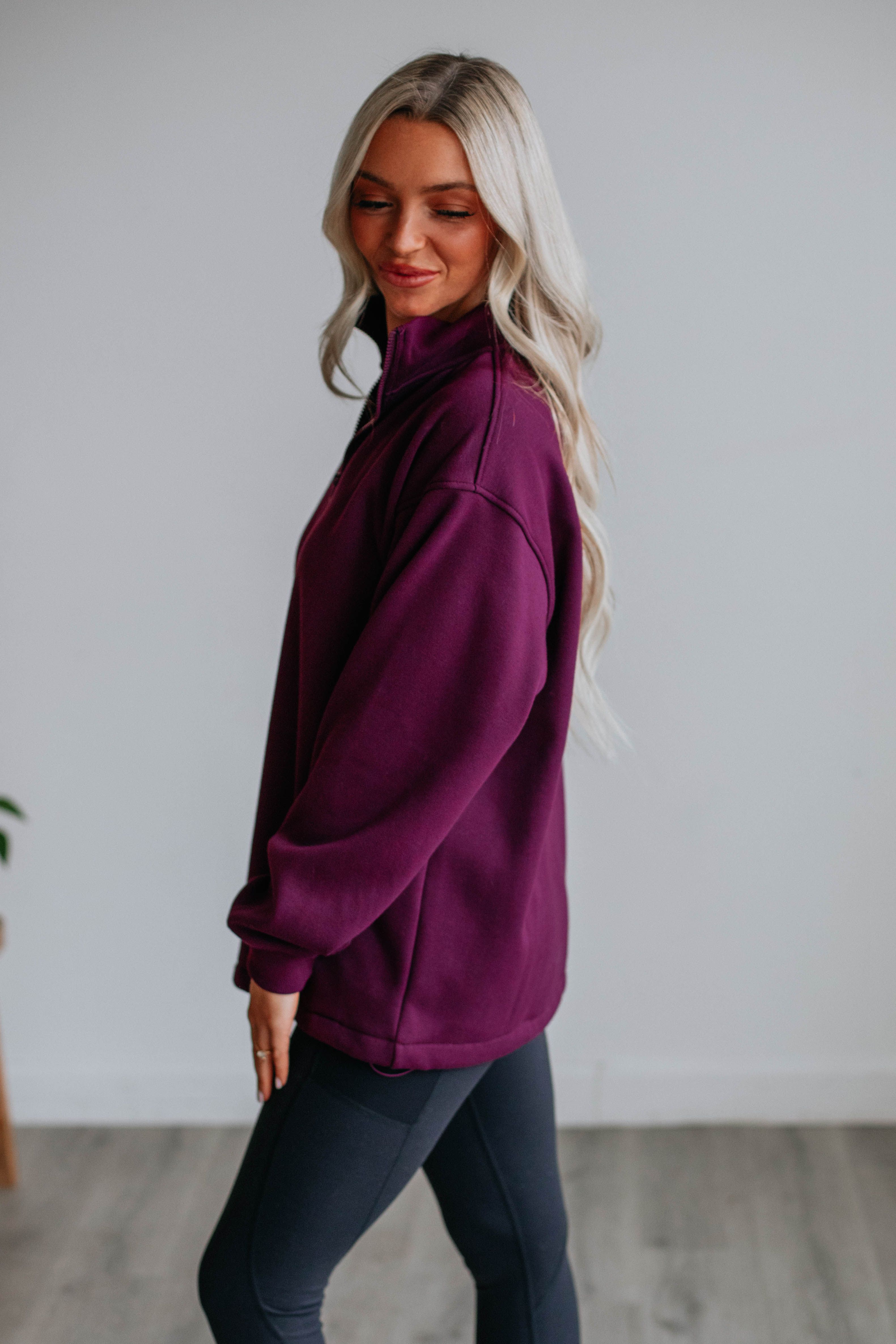 Jett Half-Zip Pullover - Plum sold by Wild Oak Boutique product image thumbnail 3