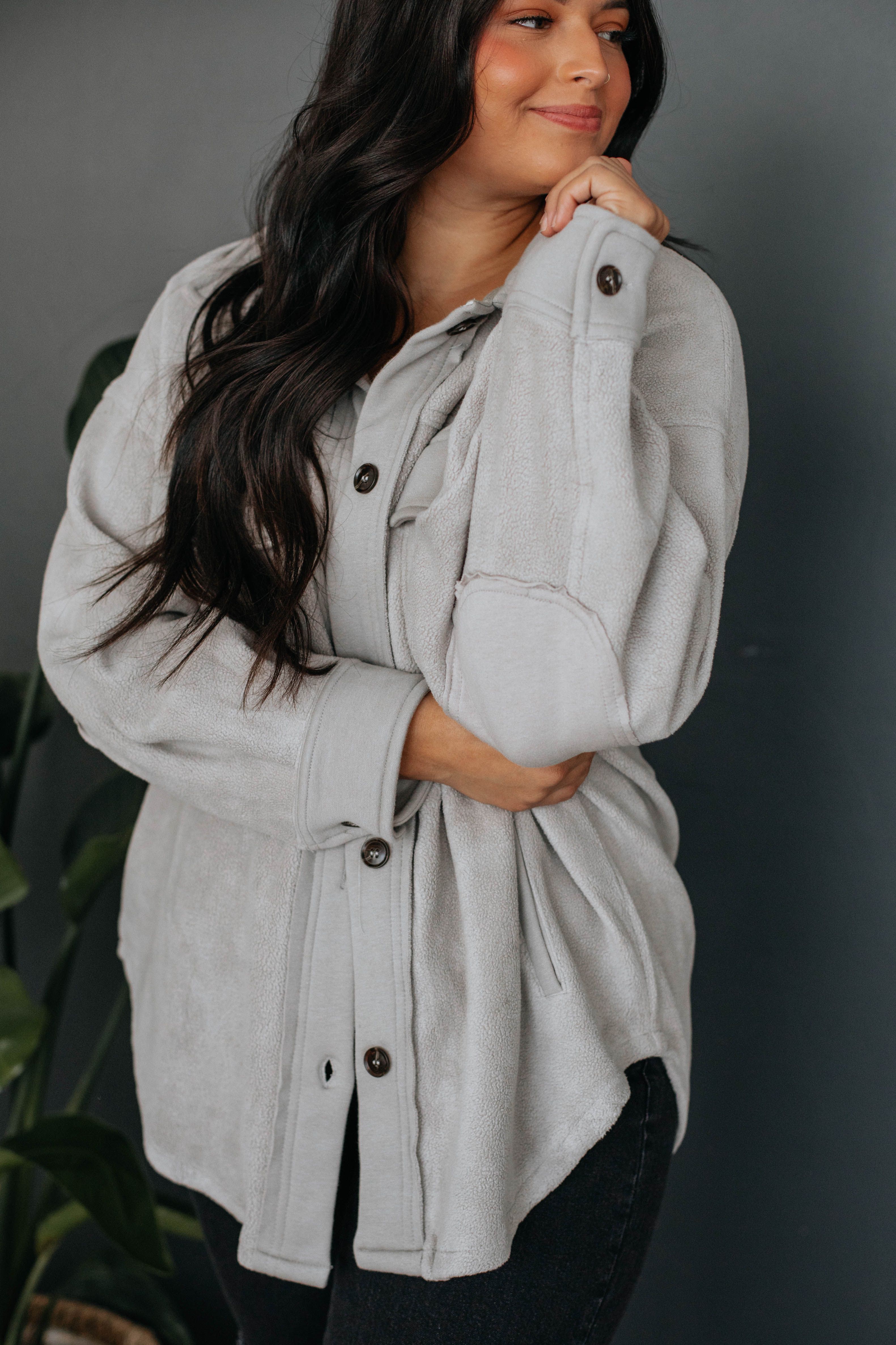 Huntington Fleece Shacket - Stone sold by Wild Oak Boutique product image thumbnail 2
