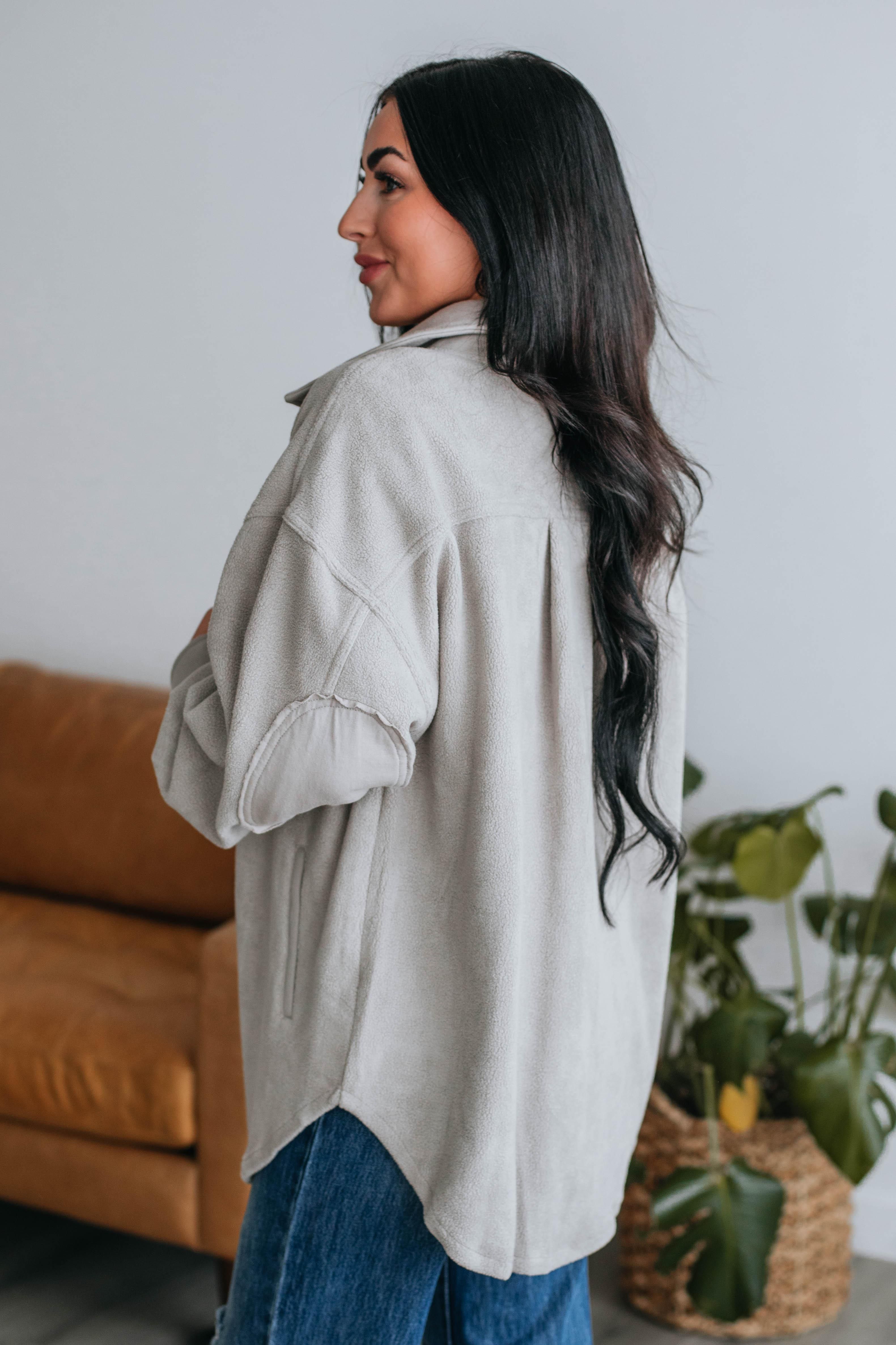 Huntington Fleece Shacket - Stone sold by Wild Oak Boutique product image thumbnail 5
