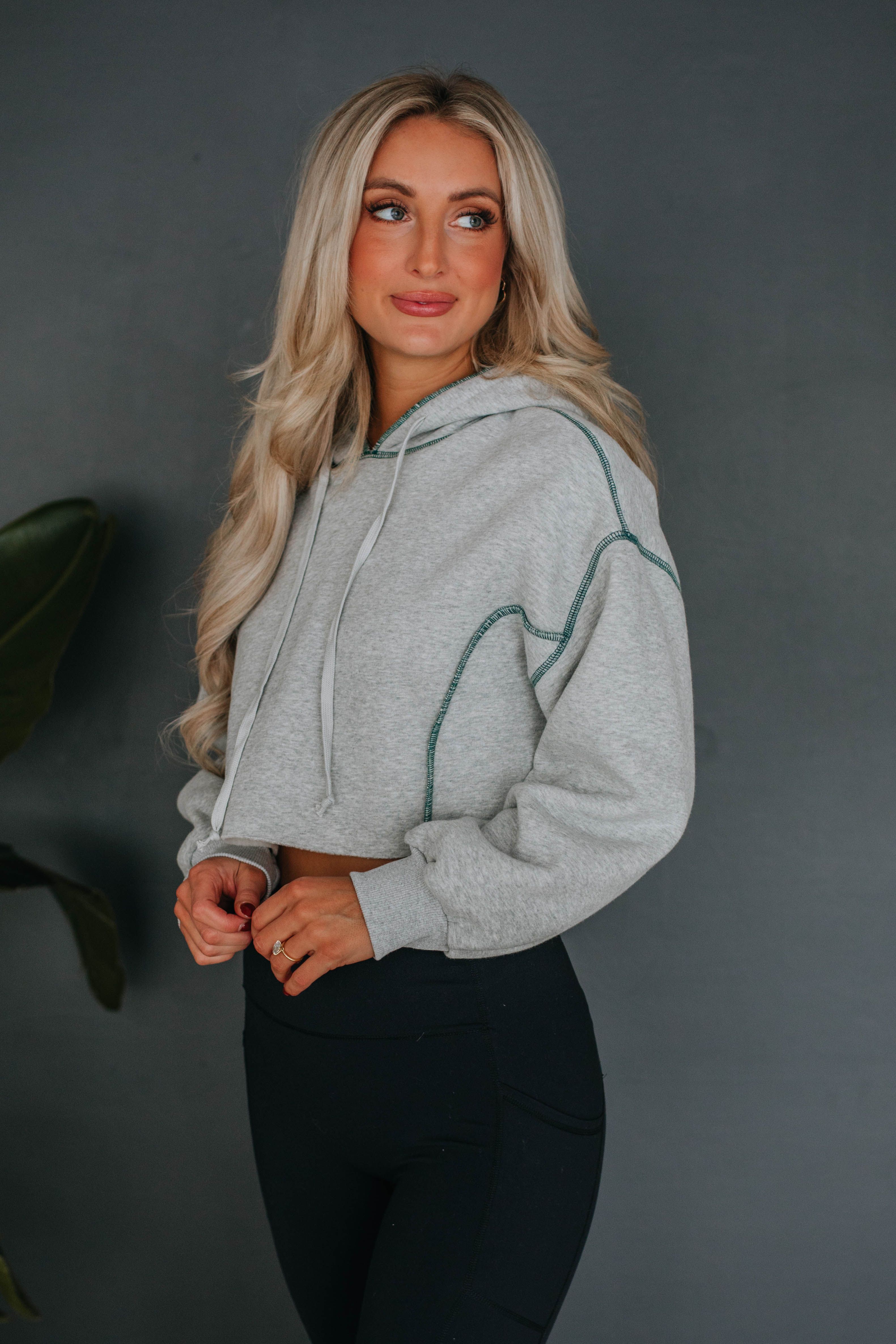 Jaycee Cropped Hoodie - Hunter Green sold by Wild Oak Boutique product image thumbnail 4