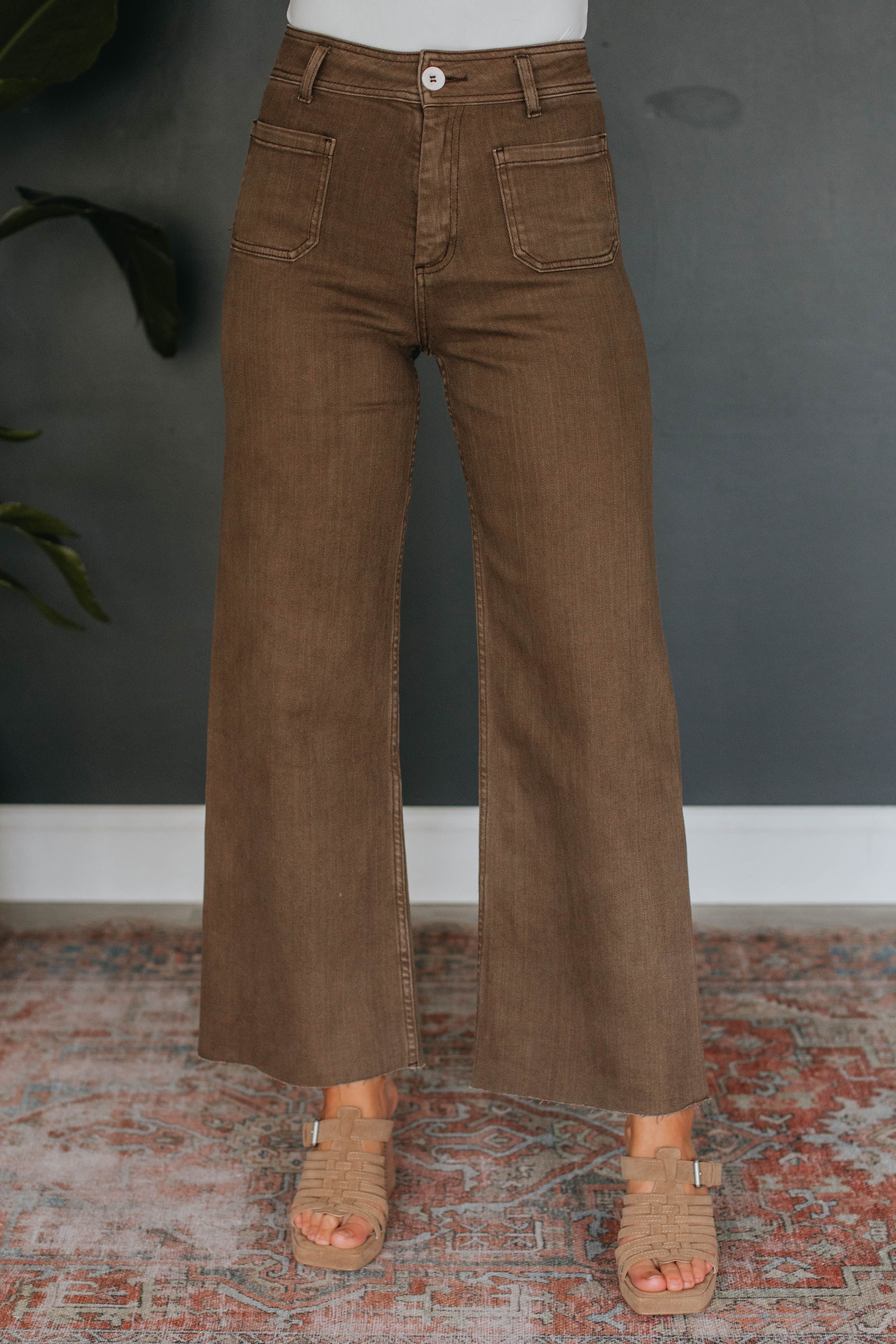 Hannah Wide Leg Pants - Chocolate sold by Wild Oak Boutique product image thumbnail 2