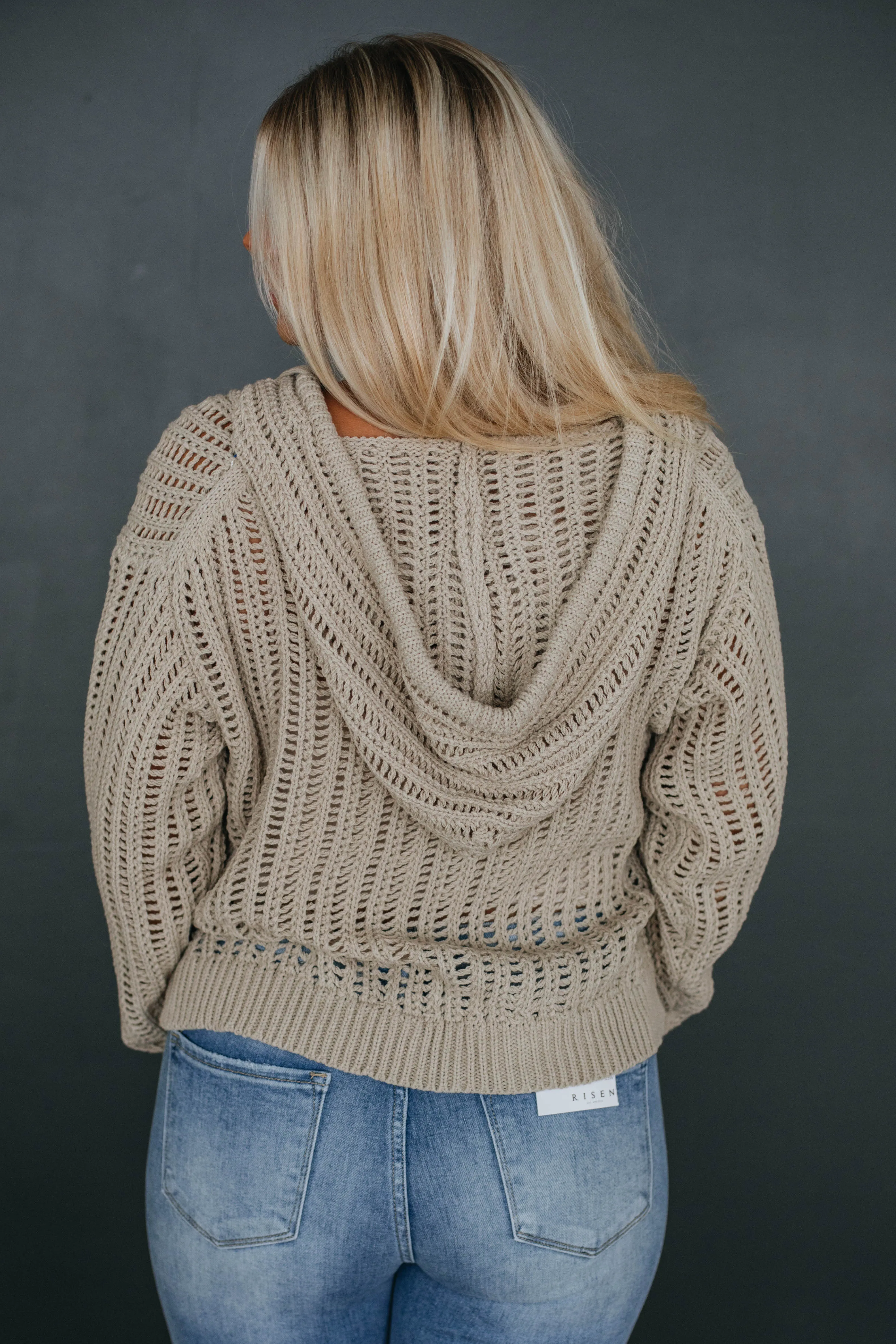 Mia Knit Hoodie - Stone sold by Wild Oak Boutique product image thumbnail 4