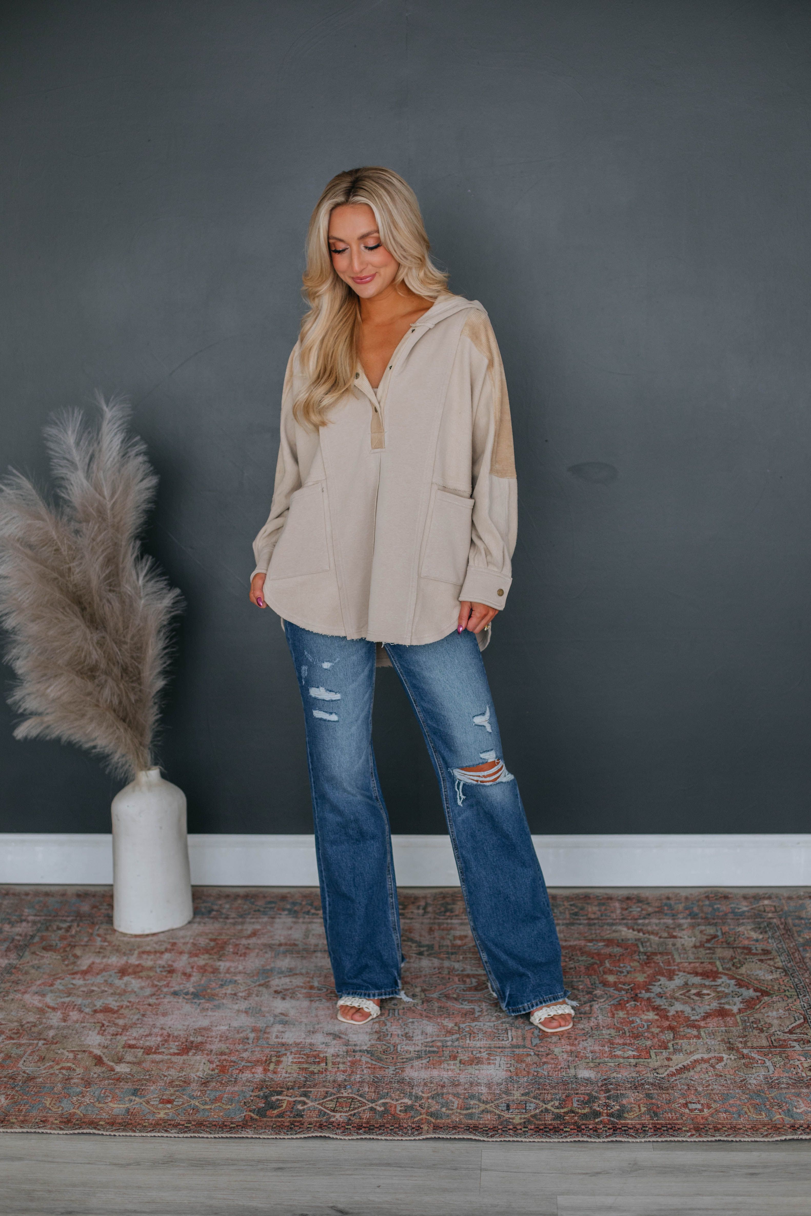 Malia Henley Pullover - Natural sold by Wild Oak Boutique product image thumbnail 2