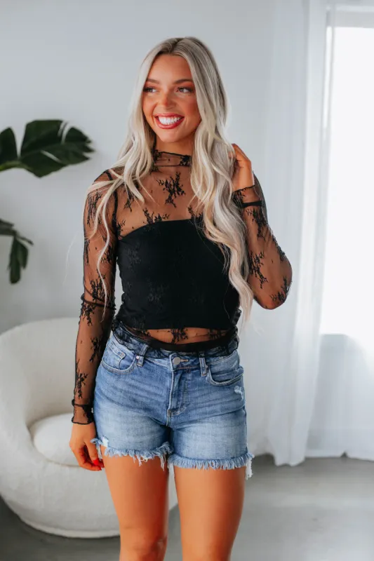 Elysia Lace Top - Black sold by Wild Oak Boutique