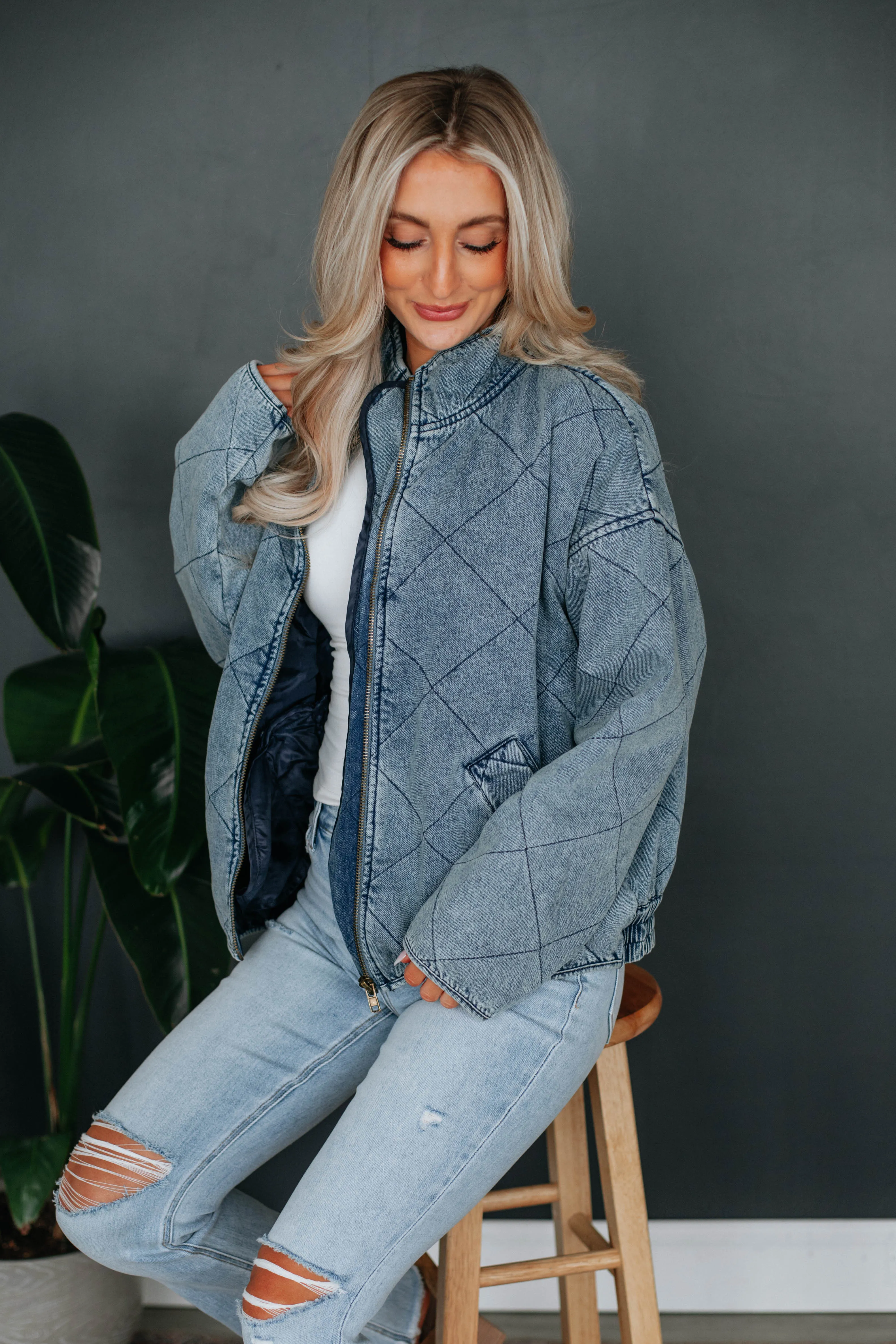 Sloan Quilted Denim Jacket sold by Wild Oak Boutique