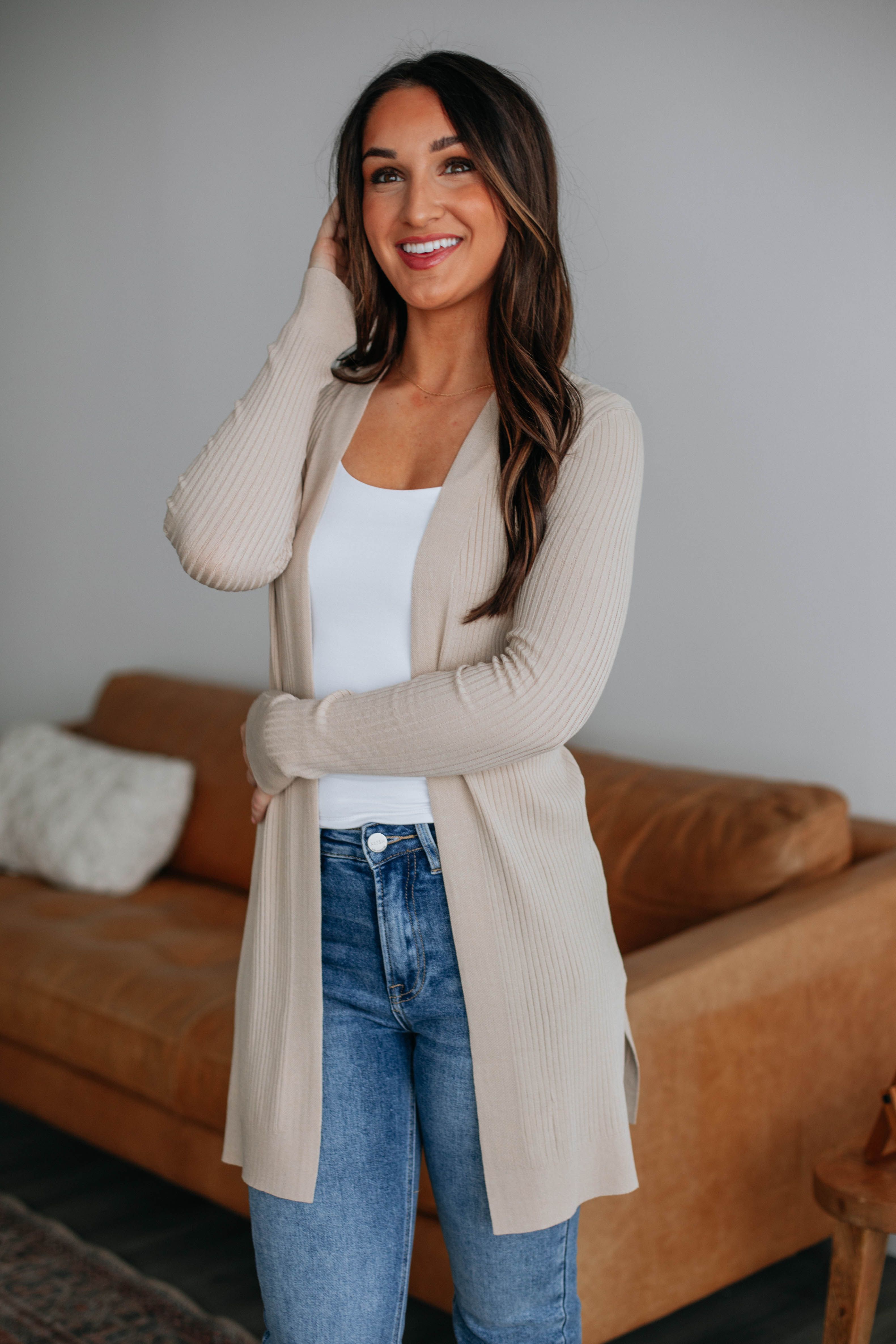 Maylin Ribbed Cardigan - Sand sold by Wild Oak Boutique product image thumbnail 3