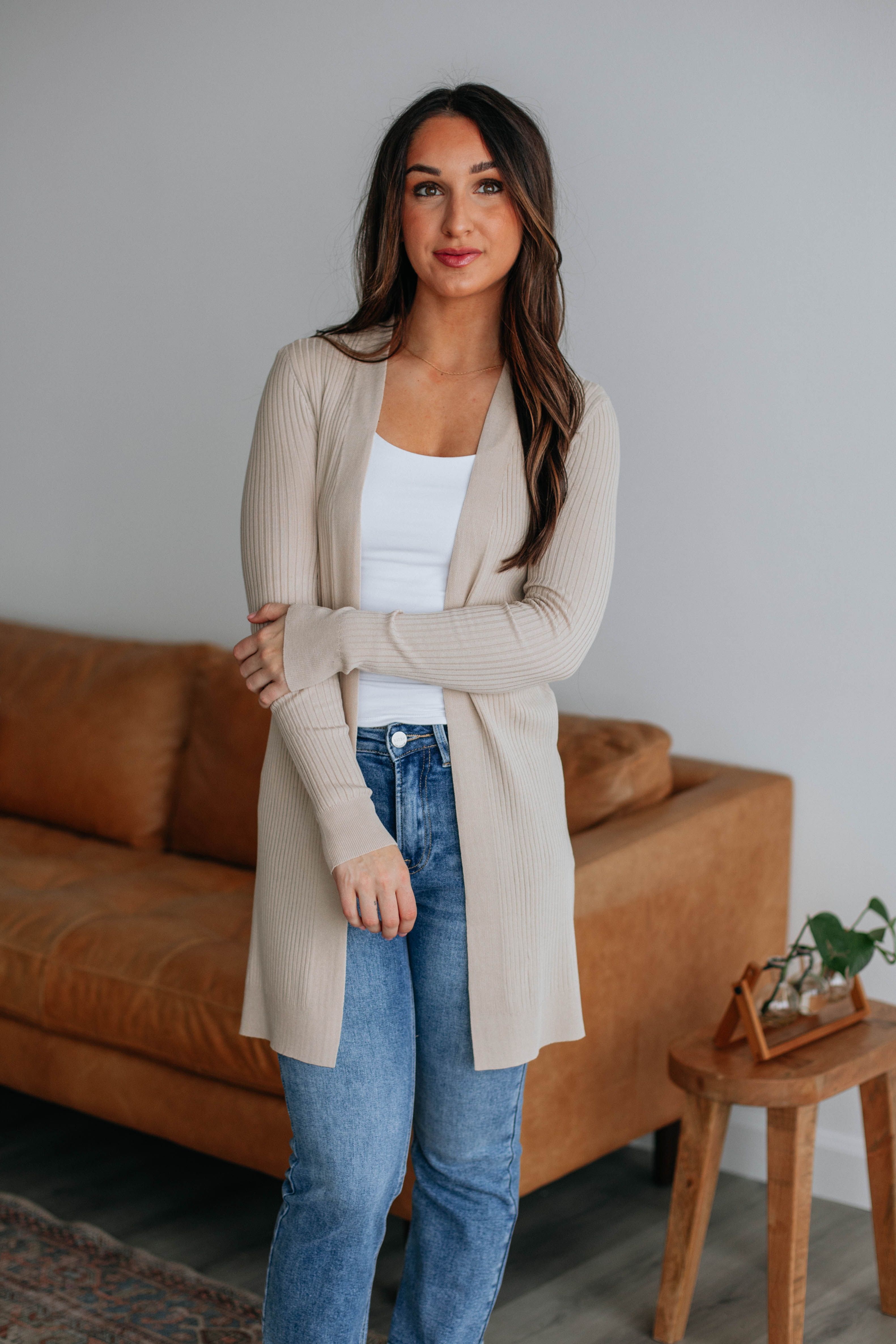 Maylin Ribbed Cardigan - Sand sold by Wild Oak Boutique