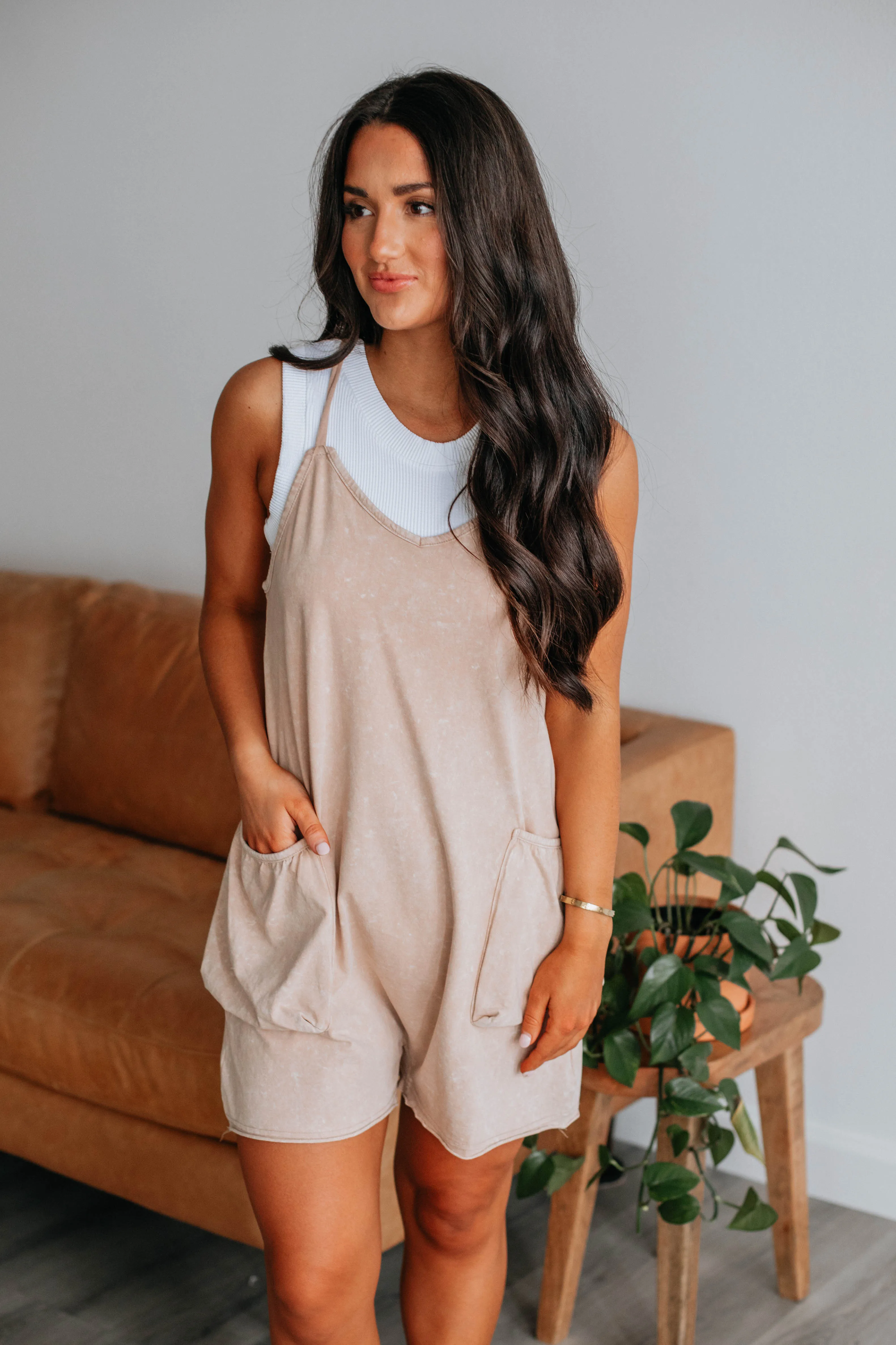 Oakley Lounge Romper - Taupe sold by Wild Oak Boutique product image thumbnail 4