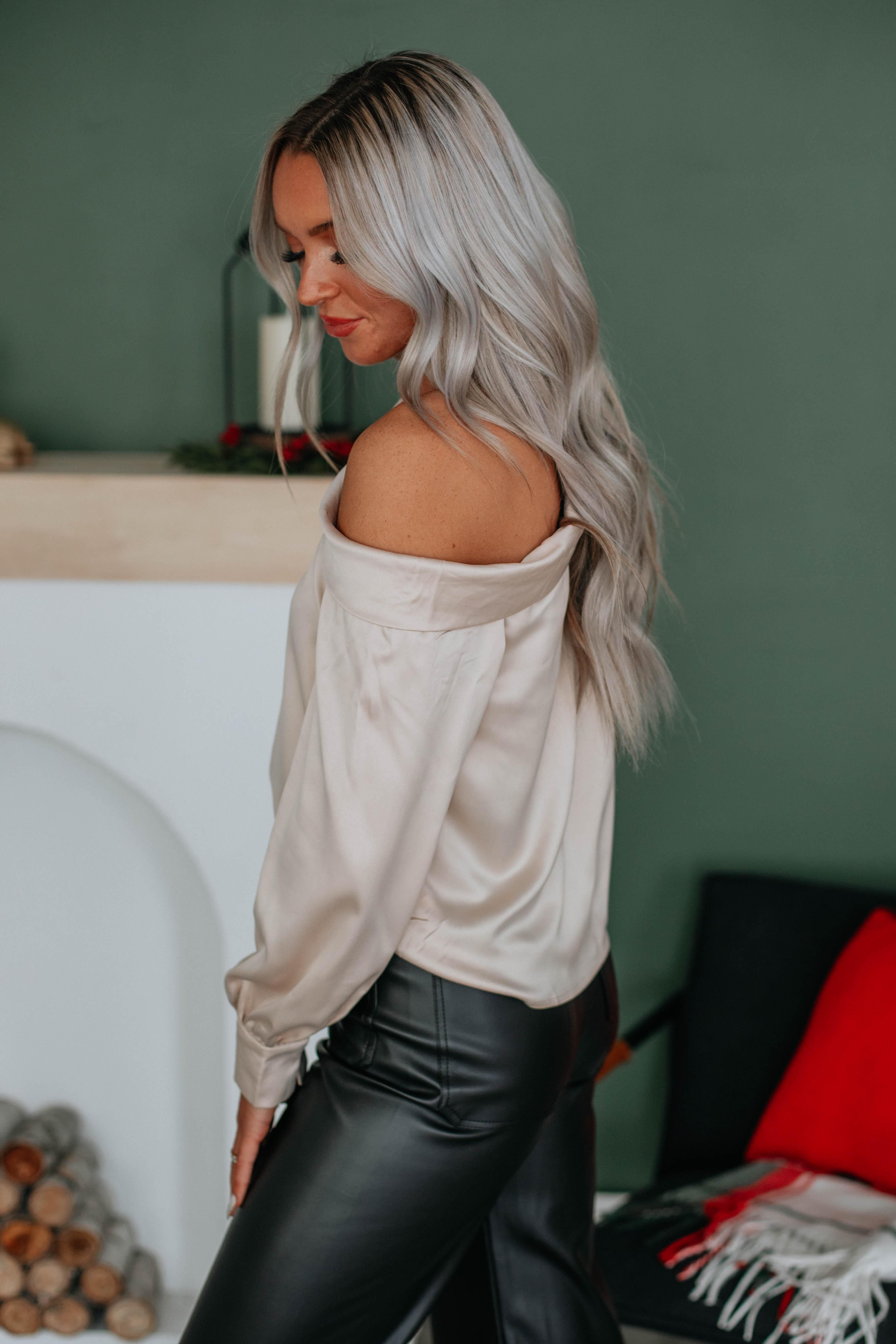 Jane Satin Top - Champagne sold by Wild Oak Boutique product image thumbnail 3