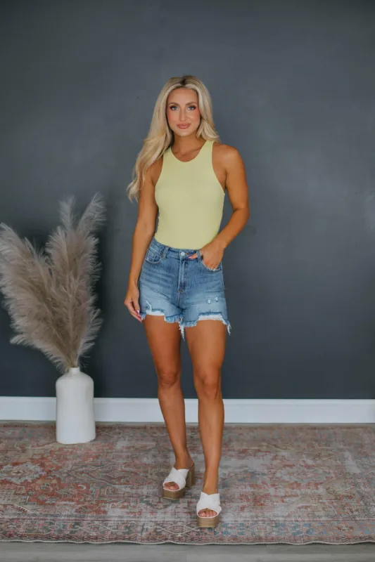Rian Ribbed Bodysuit - Chartreuse sold by Wild Oak Boutique