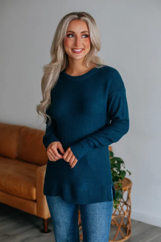 Adina Knit Sweater - Dark Teal sold by Wild Oak Boutique