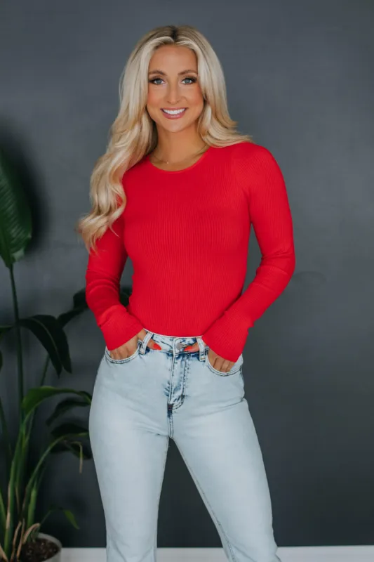 Oliver Ribbed Bodysuit - Red made by Mono B